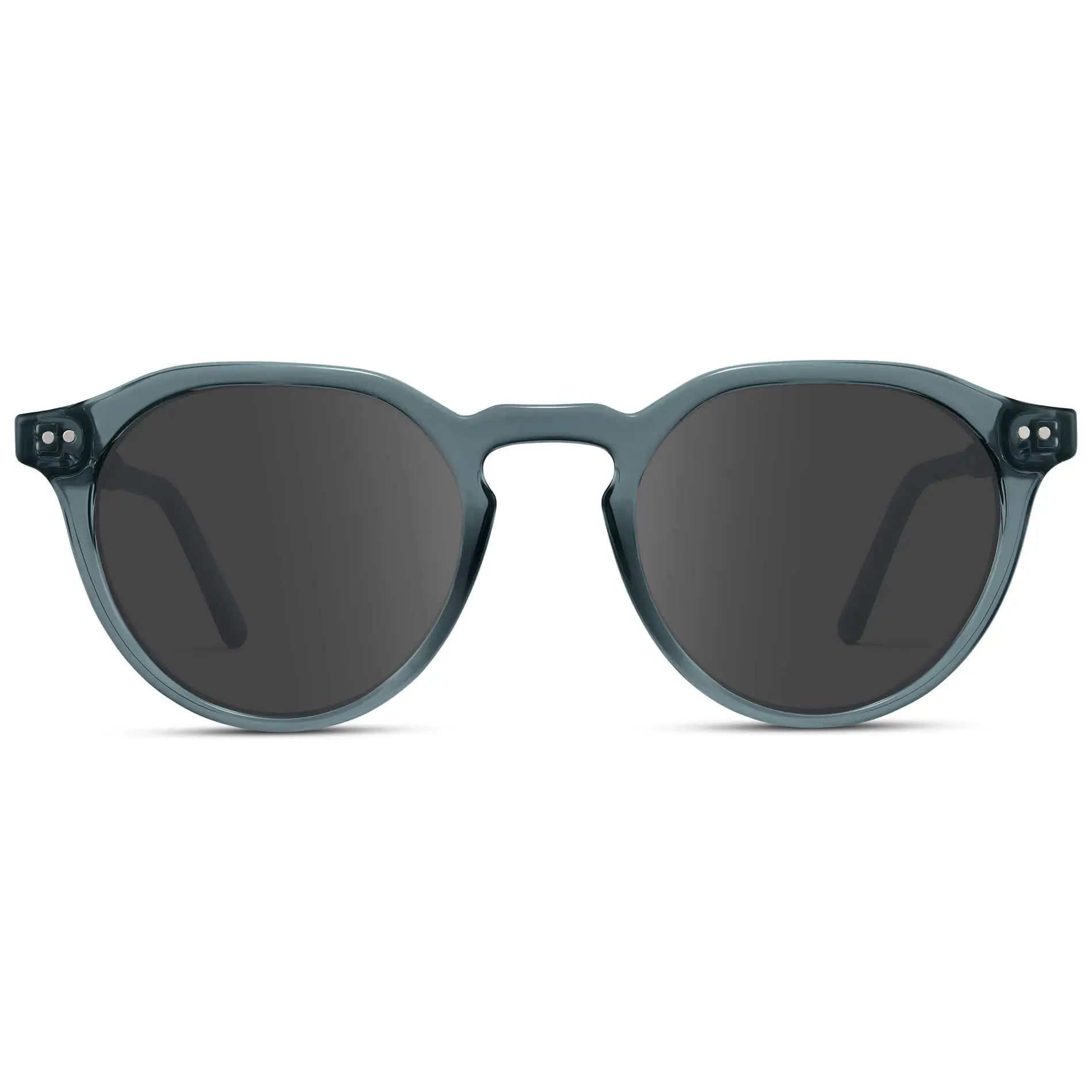 Crystal Stone Blue / Grey || Men's Round Prescription Sunglasses with Crystal Blue Lightweight Frame and Grey Lenses