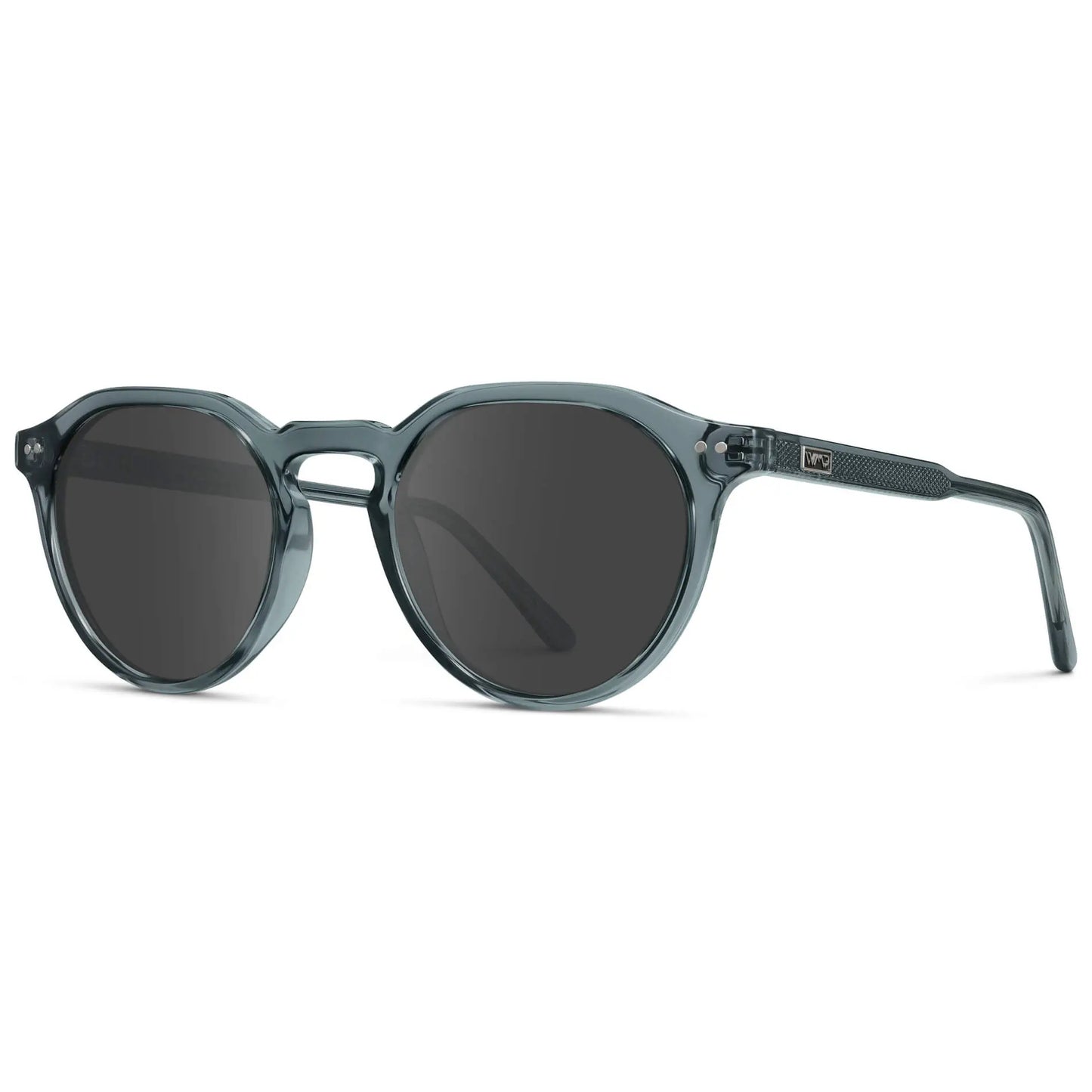 Crystal Stone Blue / Grey || Men's Round Prescription Sunglasses with Crystal Blue Lightweight Frame and Grey Lenses