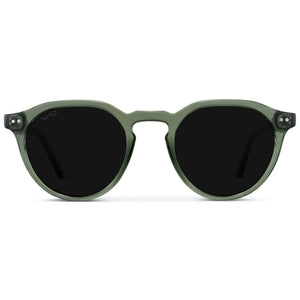 Crystal Agave Green / Triple Black Lens || Men's Round Polarized Sunglasses with Green Acetate frame and Black lens