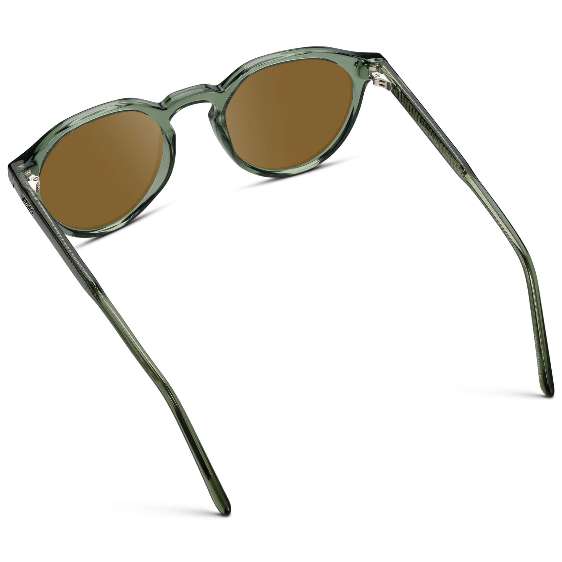 Crystal Agave Green / Amber Lens || Men's Round Prescription Sunglasses with Crystal Green Acetate Frame and Brown Lenses