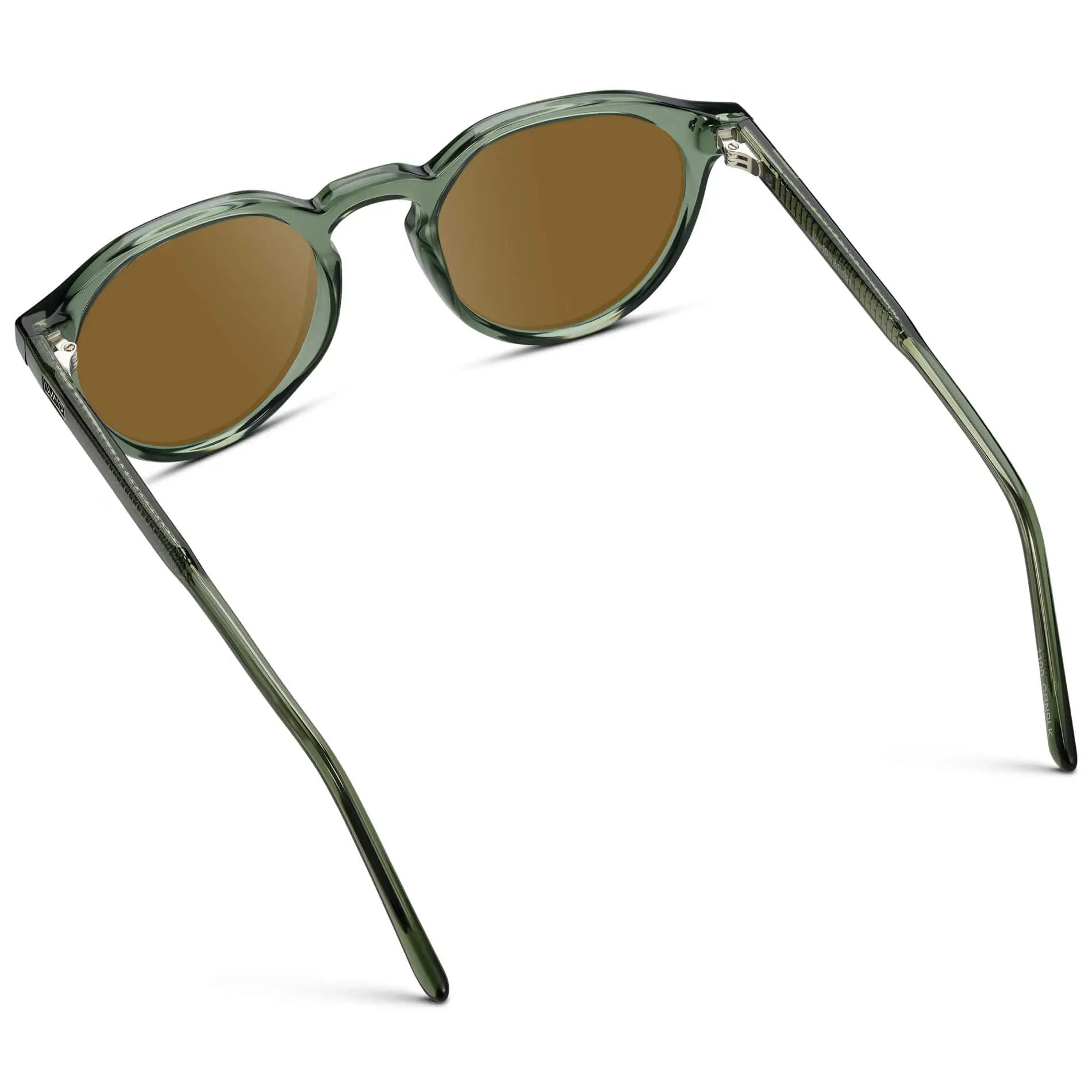 Crystal Agave Green / Amber || Men's Round Prescription Sunglasses with Crystal Green Lightweight Frame and Brown Lenses