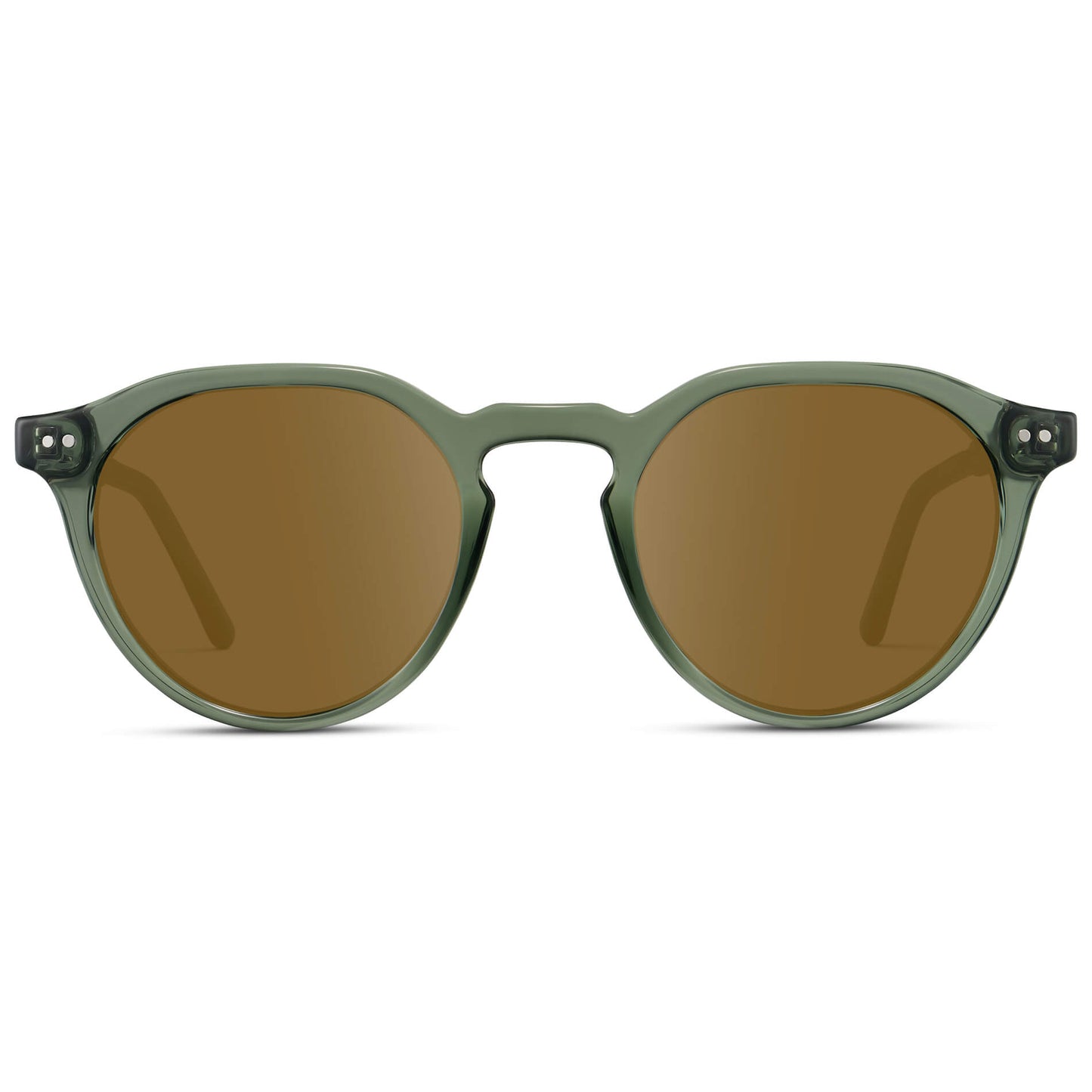 Crystal Agave Green / Amber Lens || Men's Round Prescription Sunglasses with Crystal Green Acetate Frame and Brown Lenses