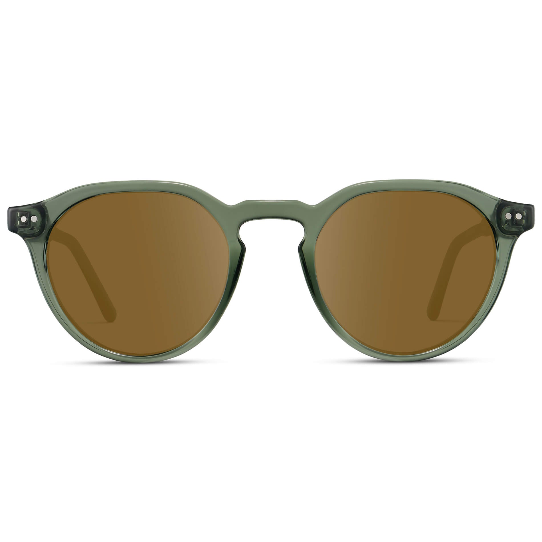 Crystal Agave Green / Amber Lens || Men's Round Prescription Sunglasses with Crystal Green Acetate Frame and Brown Lenses