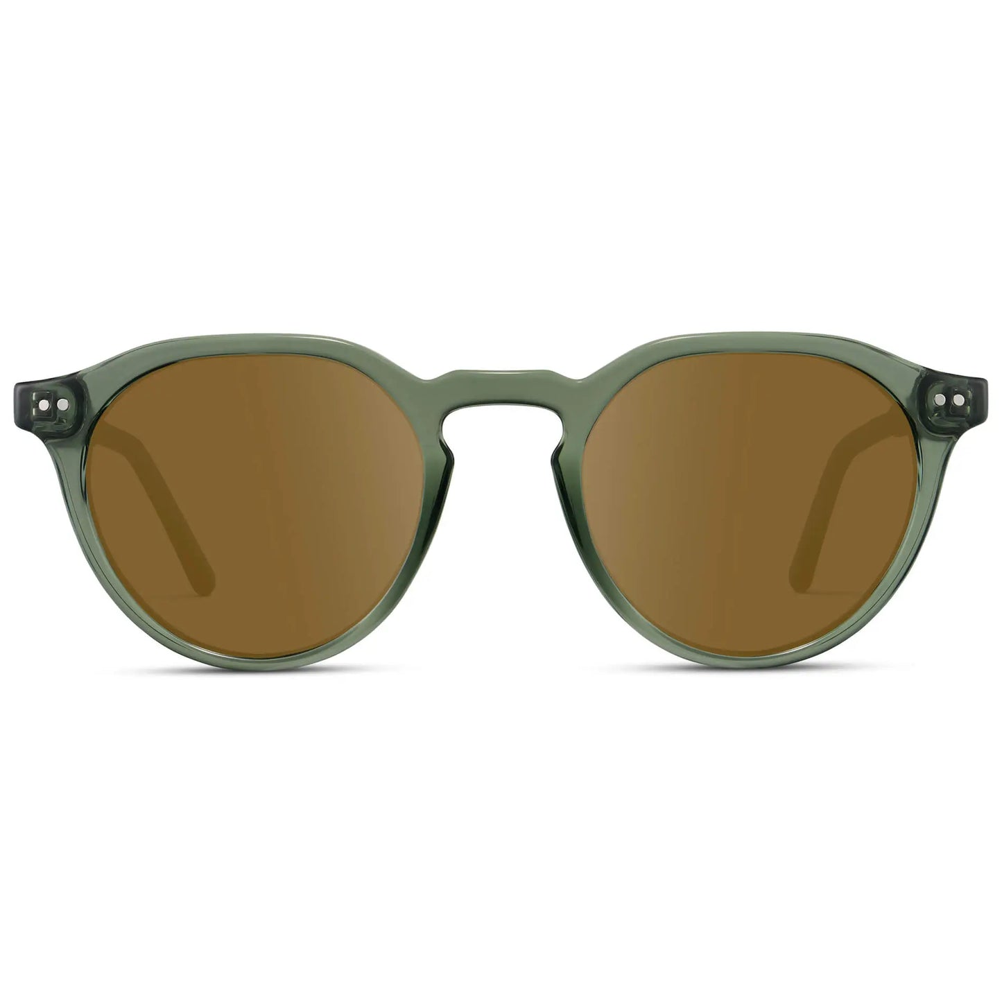 Crystal Agave Green / Amber || Men's Round Prescription Sunglasses with Crystal Green Lightweight Frame and Brown Lenses