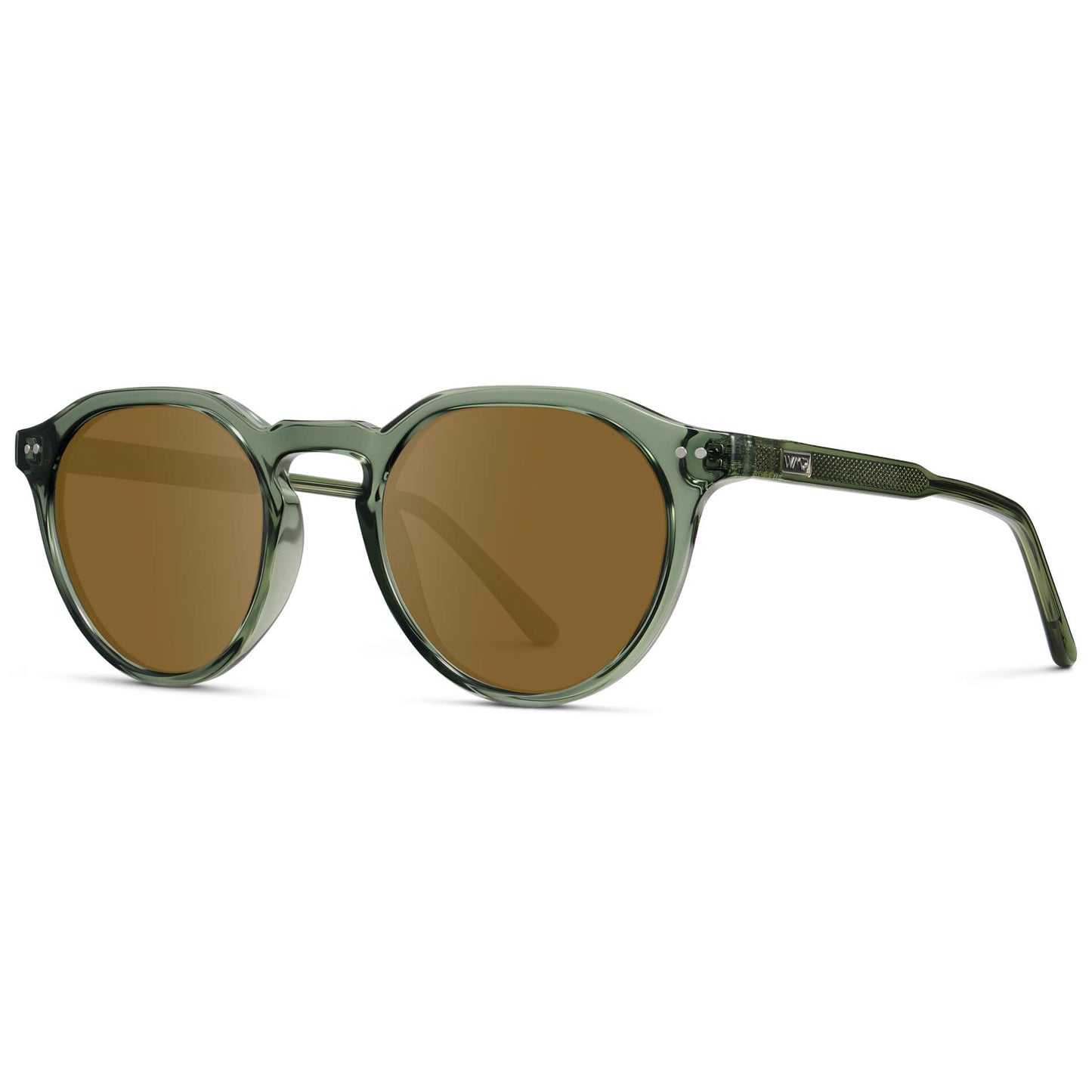 Crystal Agave Green / Amber Lens || Men's Round Prescription Sunglasses with Crystal Green Acetate Frame and Brown Lenses