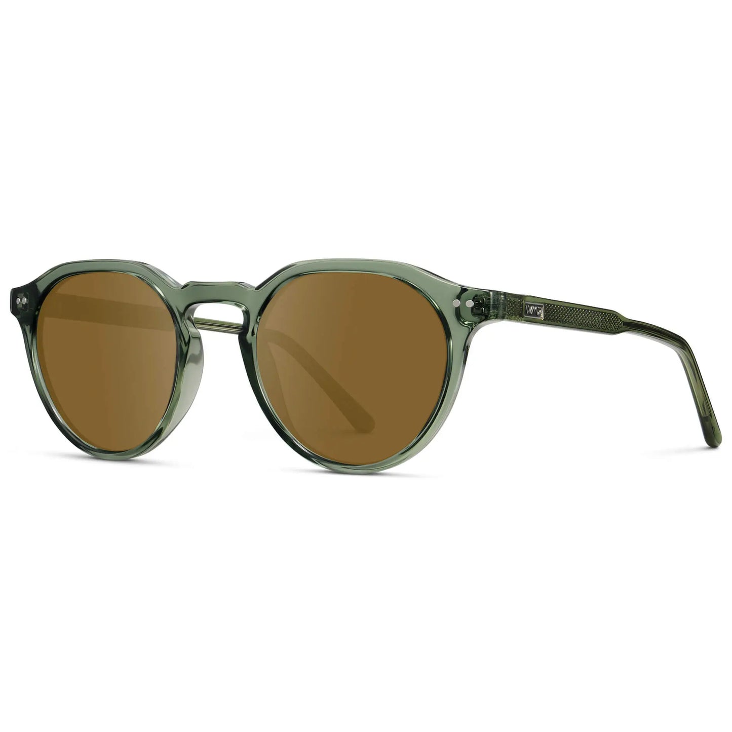 Crystal Agave Green / Amber || Men's Round Prescription Sunglasses with Crystal Green Lightweight Frame and Brown Lenses
