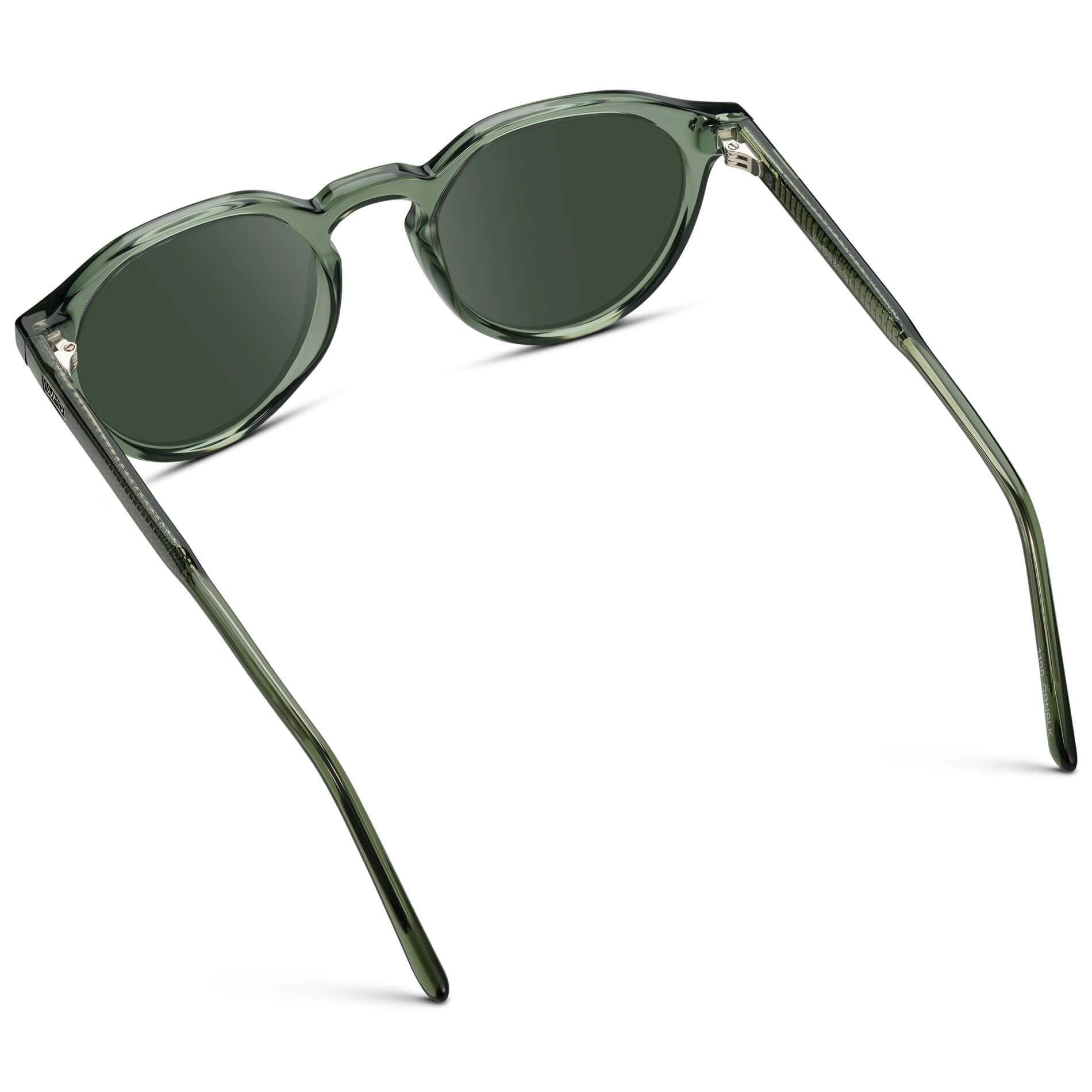 Crystal Agave Green / G15 Lens || Men's Round Prescription Sunglasses with Crystal Green Acetate Frame and Green Lenses