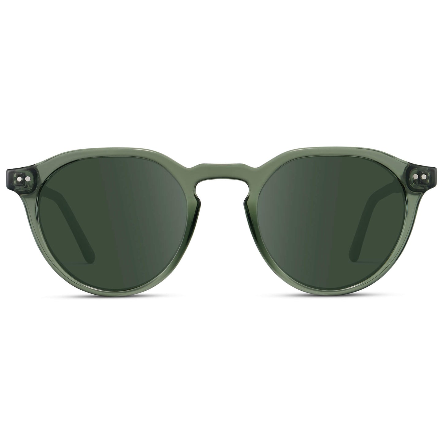 Crystal Agave Green / G15 Lens || Men's Round Prescription Sunglasses with Crystal Green Acetate Frame and Green Lenses