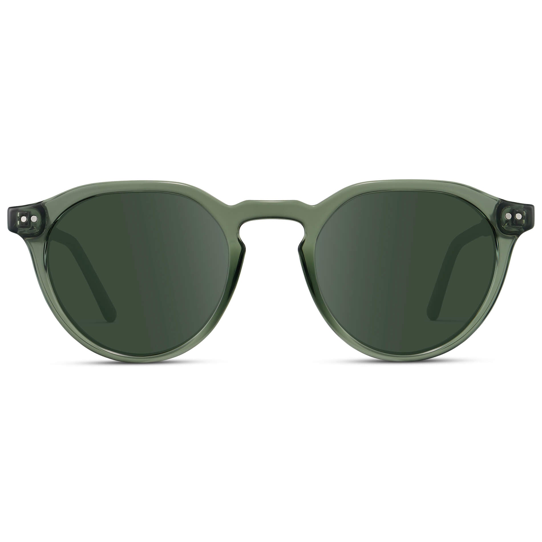 Crystal Agave Green / G15 Lens || Men's Round Prescription Sunglasses with Crystal Green Acetate Frame and Green Lenses