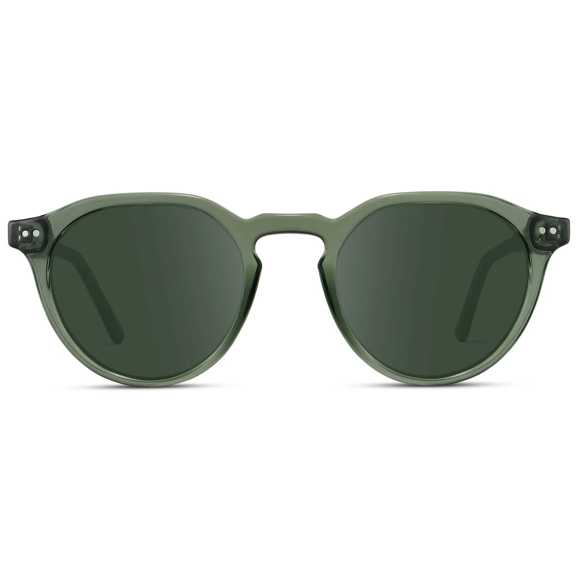 Crystal Agave Green / G15 || Men's Round Prescription Sunglasses with Crystal Green Lightweight Frame and Green Lenses