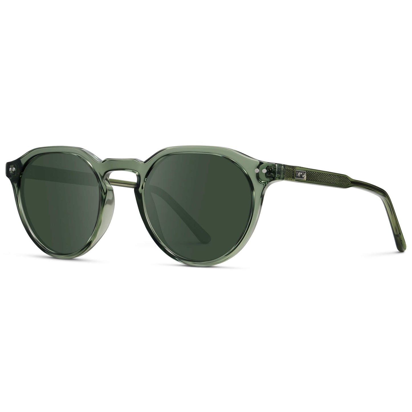 Crystal Agave Green / G15 Lens || Men's Round Prescription Sunglasses with Crystal Green Acetate Frame and Green Lenses