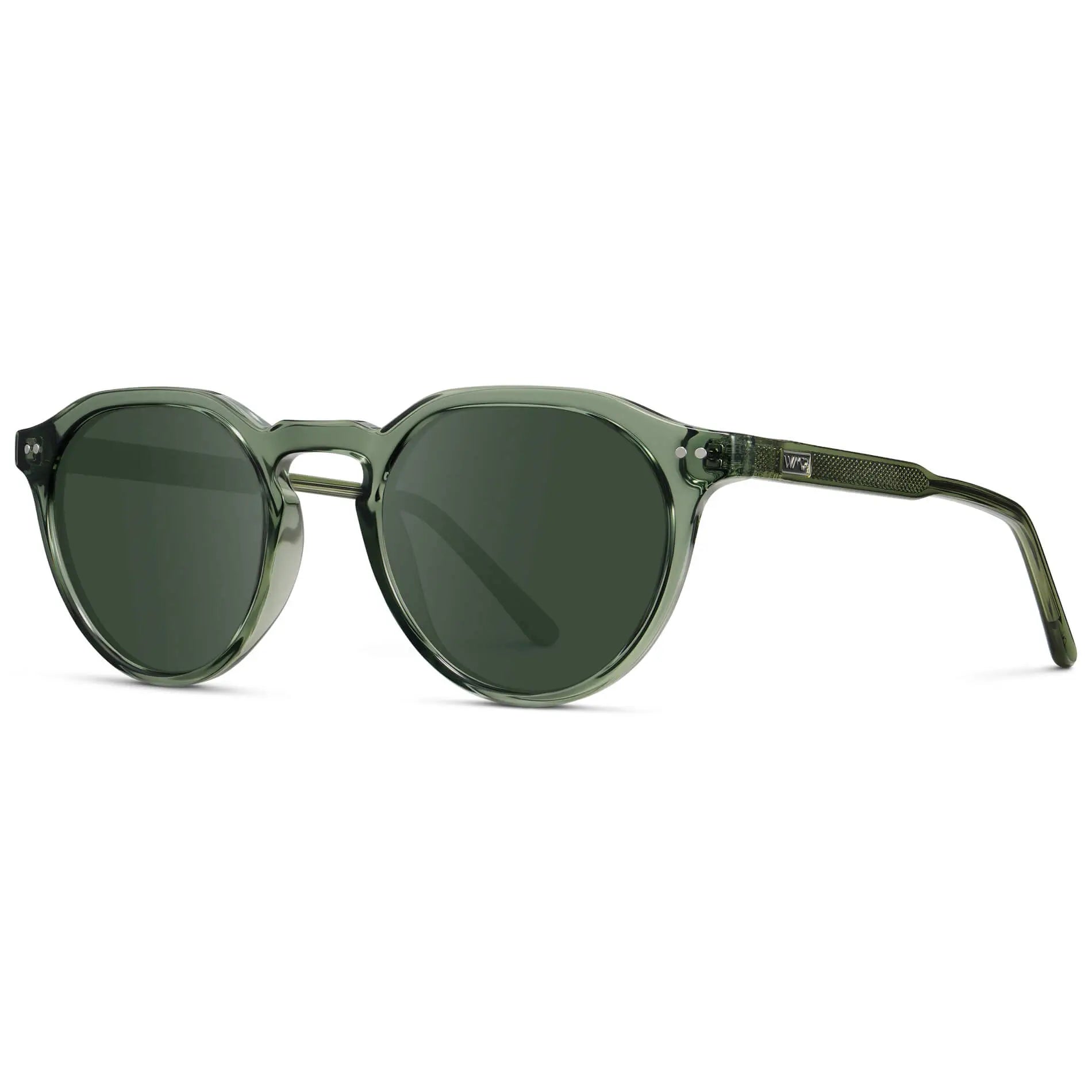 Crystal Agave Green / G15 || Men's Round Prescription Sunglasses with Crystal Green Lightweight Frame and Green Lenses