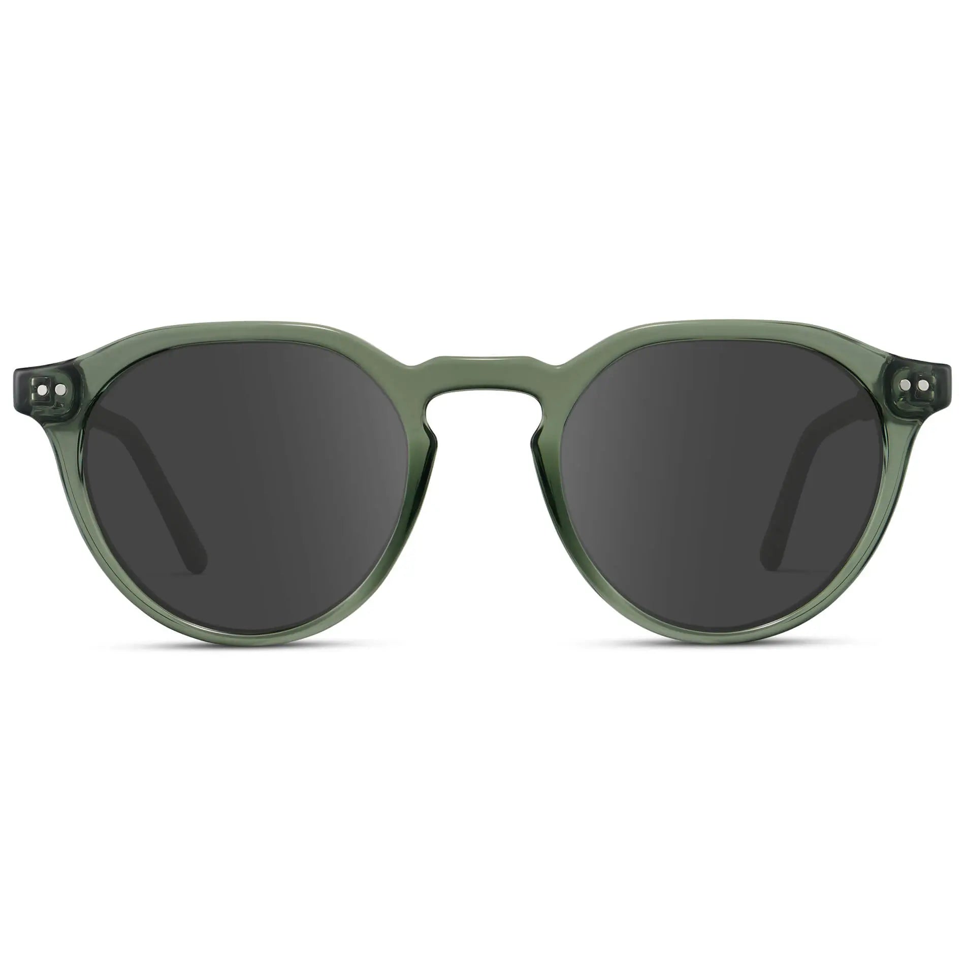 Crystal Agave Green / Grey || Men's Round Prescription Sunglasses with Crystal Green Lightweight Frame and Grey Lenses
