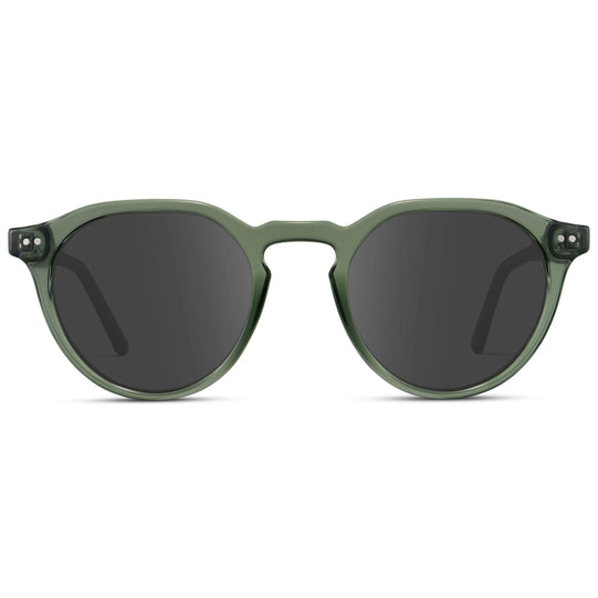 Crystal Agave Green / Grey Lens || Men's Round Prescription Sunglasses with Crystal Green Acetate Frame and Grey Lenses