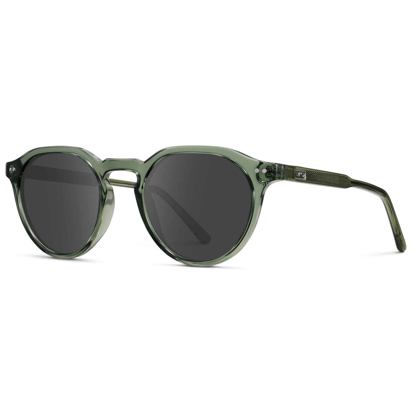Crystal Agave Green / Grey Lens || Men's Round Prescription Sunglasses with Crystal Green Acetate Frame and Grey Lenses
