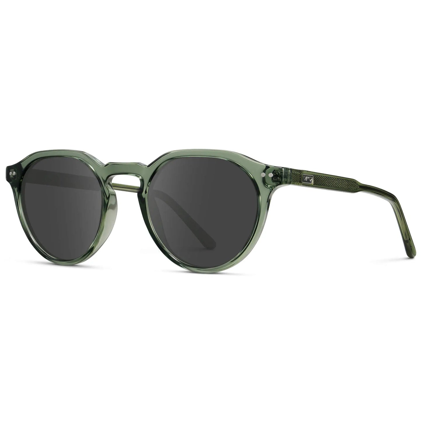 Crystal Agave Green / Grey || Men's Round Prescription Sunglasses with Crystal Green Lightweight Frame and Grey Lenses