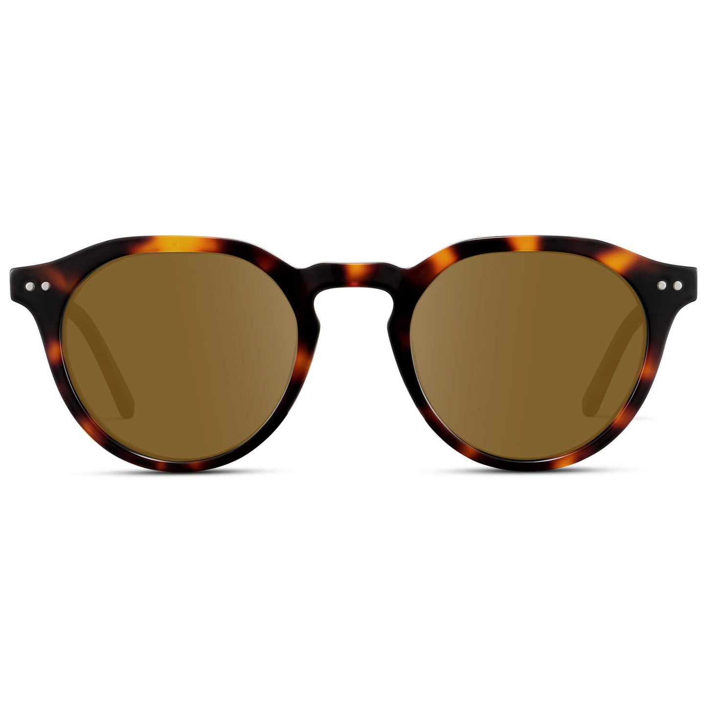 Brown Tortoise / Amber Lens || Men's Round Prescription Sunglasses with Brown Tortoise Acetate Frame and Brown Lenses