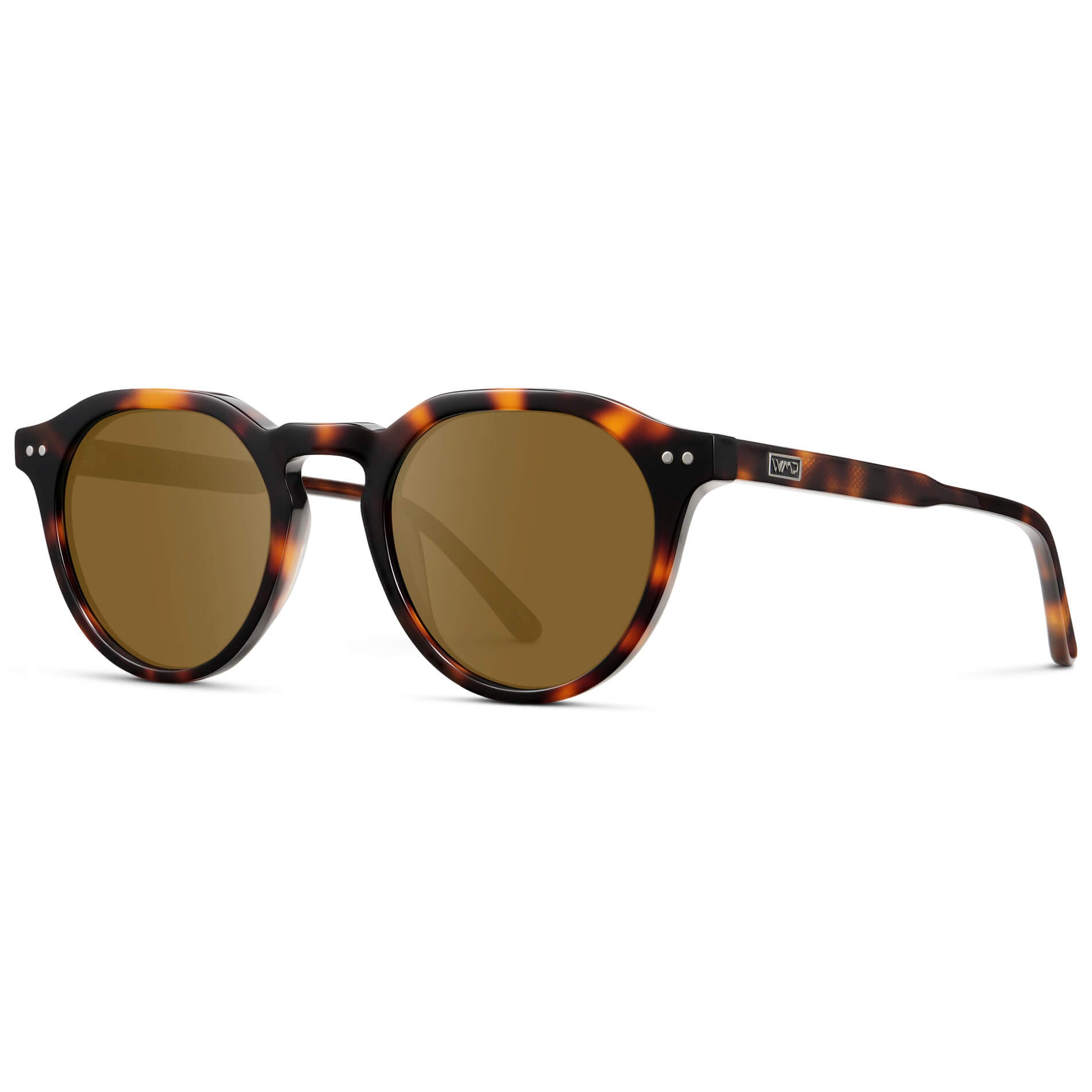 Brown Tortoise / Amber Lens || Men's Round Prescription Sunglasses with Brown Tortoise Acetate Frame and Brown Lenses