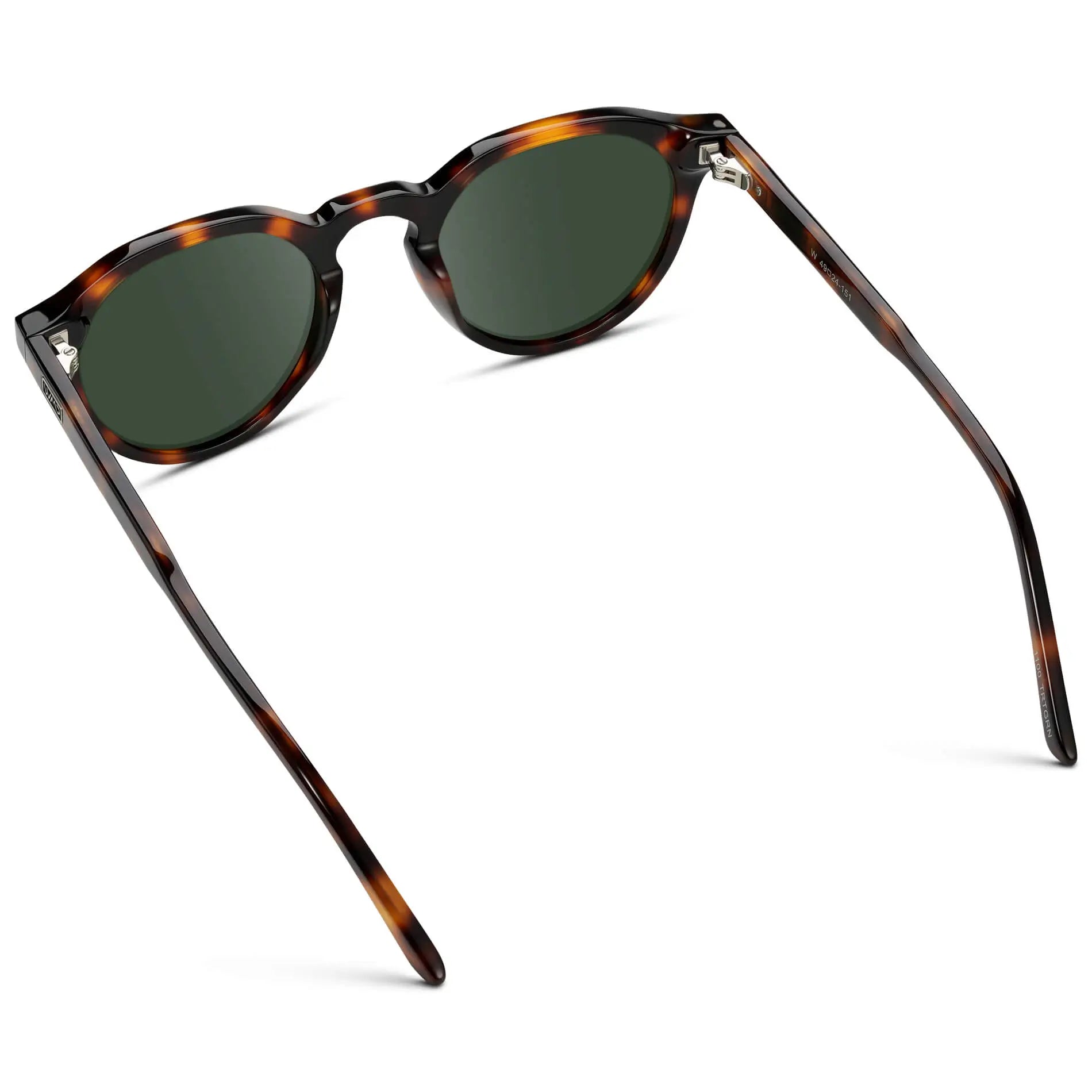 Brown Tortoise / G15 || Men's Round Prescription Sunglasses with Brown Tortoise Acetate Frame and Green Lenses