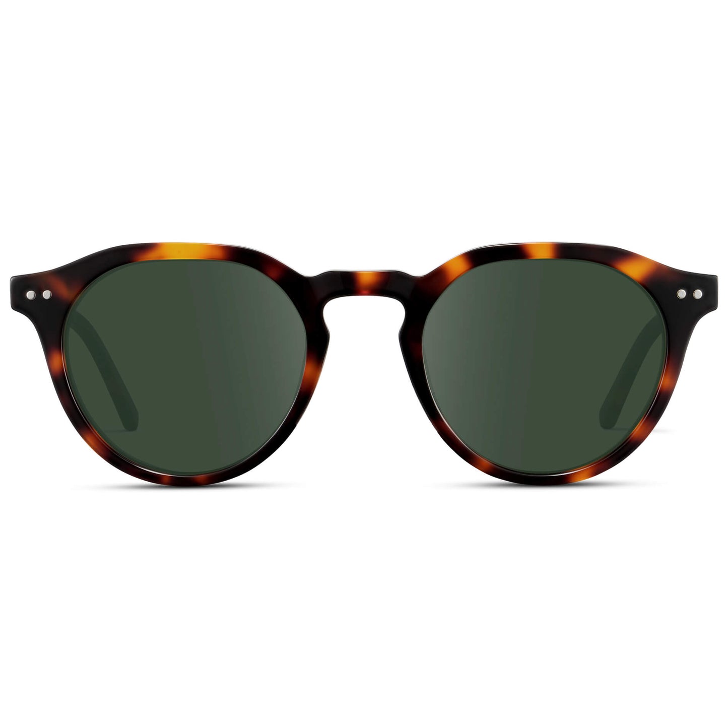Brown Tortoise / G15 Lens || Men's Round Prescription Sunglasses with Brown Tortoise Acetate Frame and Green Lenses