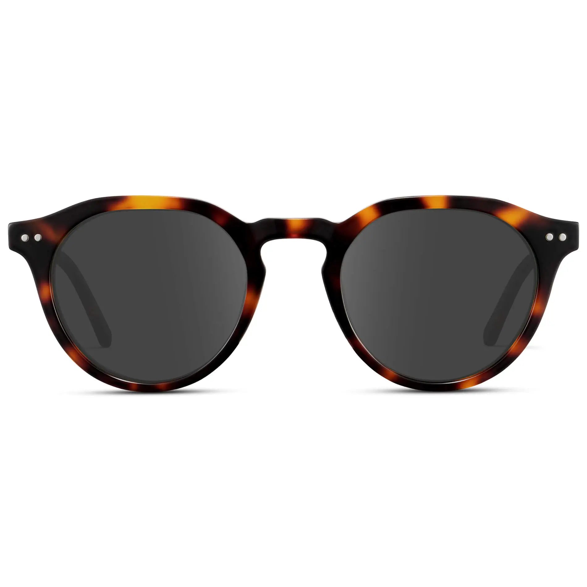 Brown Tortoise / Grey || Men's Round Prescription Sunglasses with Brown Tortoise Acetate Frame and Grey Lenses