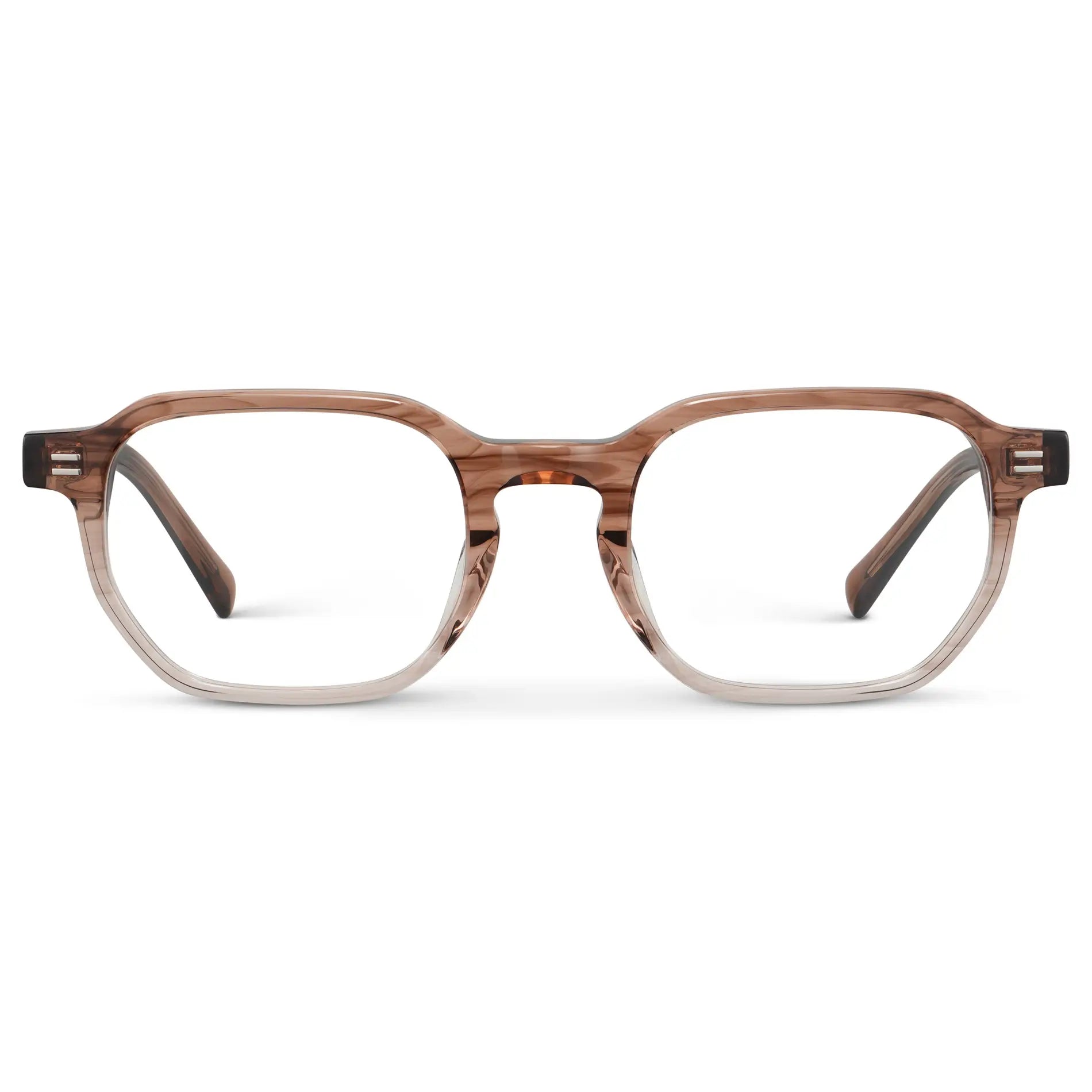 Pale Cedar Brown || Unisex Geometric Rectangular Blue Light Glasses with Dual-Tone Pale Cedar Brown Acetate Frame