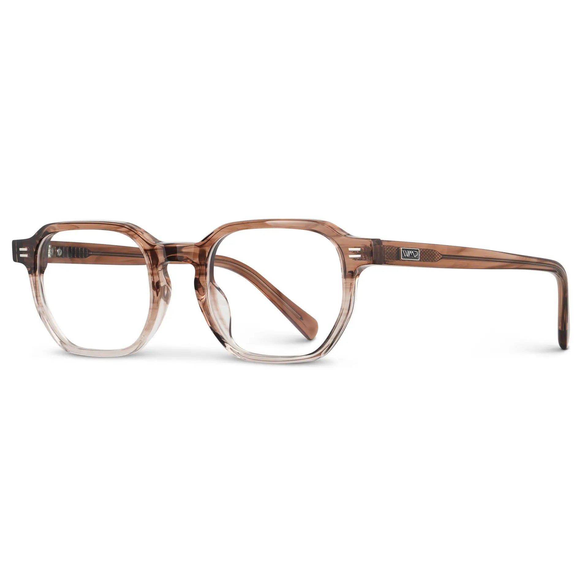 Pale Cedar Brown || Unisex Geometric Rectangular Blue Light Glasses with Dual-Tone Pale Cedar Brown Acetate Frame