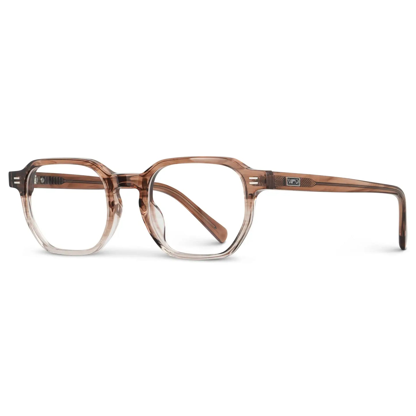 Pale Cedar Brown || Unisex Geometric Rectangular Prescription Eyeglasses with Dual-Tone Pale Cedar Brown Acetate Frame and Clear Lens
