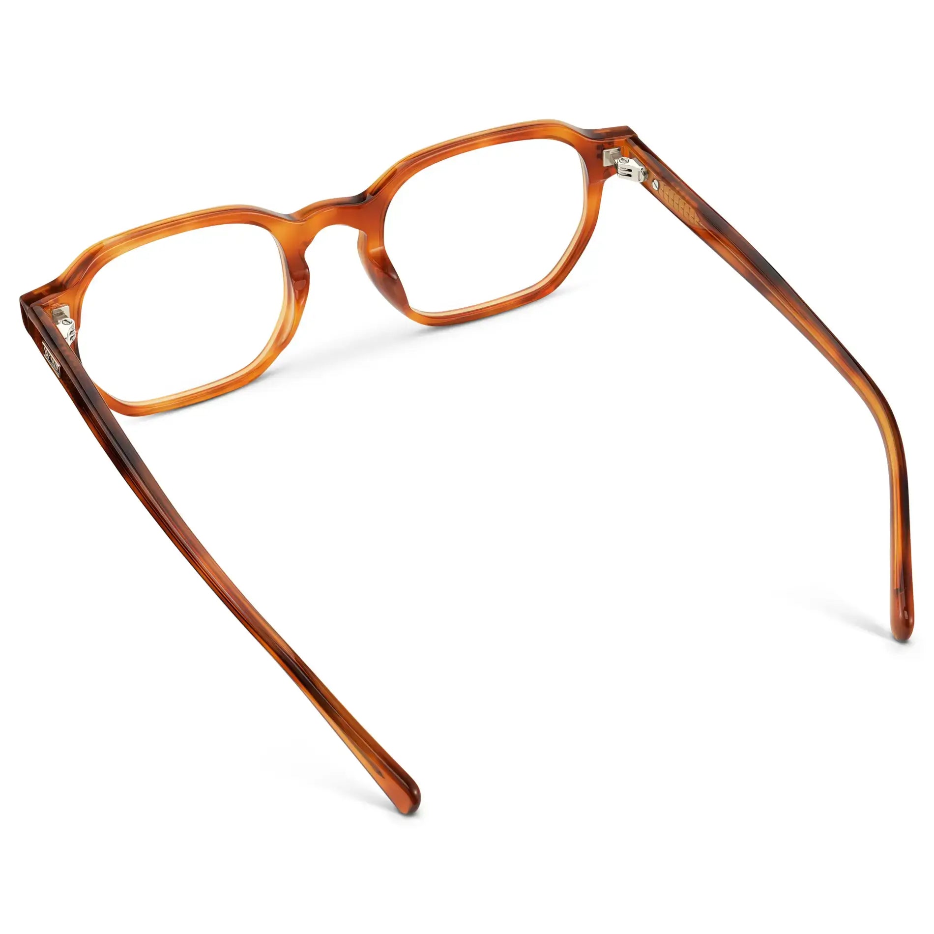 Honey Tortoise || Unisex Geometric Rectangular Prescription Eyeglasses with Honey Tortoise Acetate Frame and Clear Lens