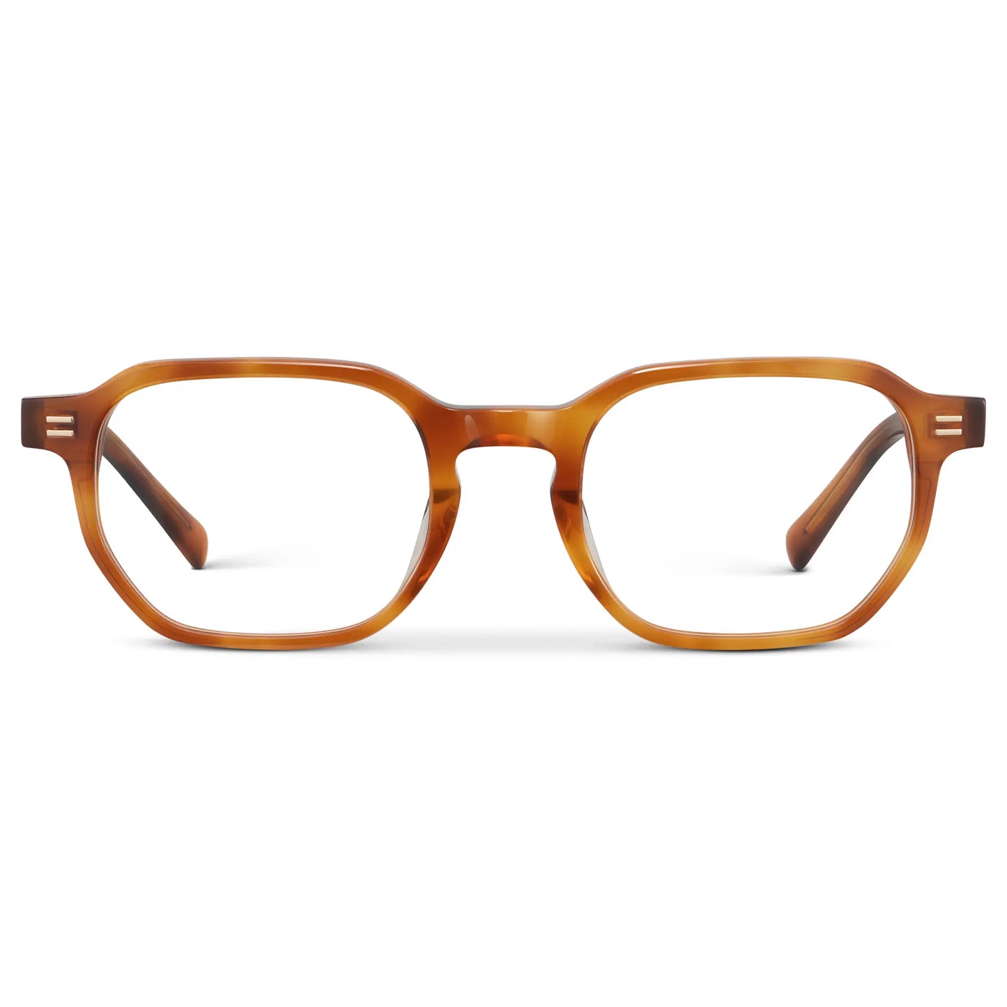 Honey Tortoise || Unisex Geometric Rectangular Blue Light Glasses with Honey Tortoise Acetate Frame
