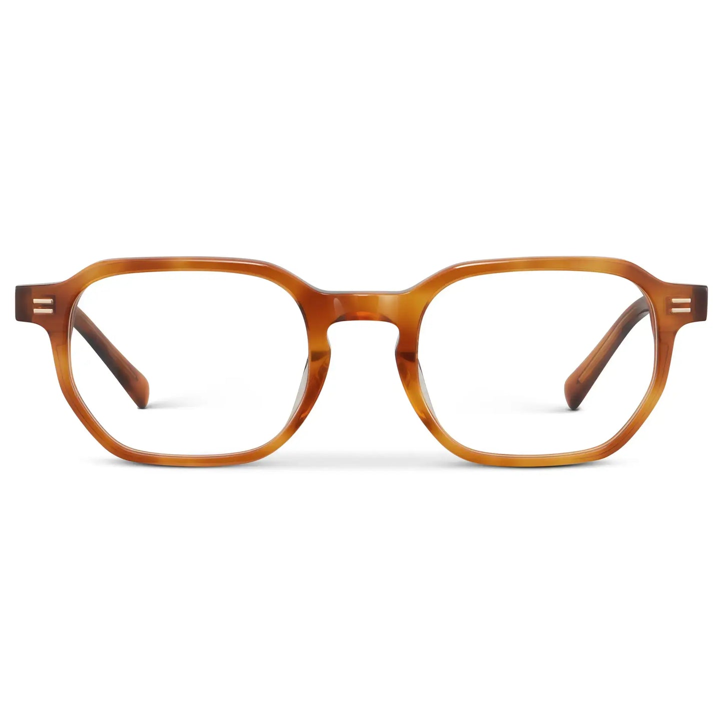 Honey Tortoise || Unisex Geometric Rectangular Prescription Eyeglasses with Honey Tortoise Acetate Frame and Clear Lens