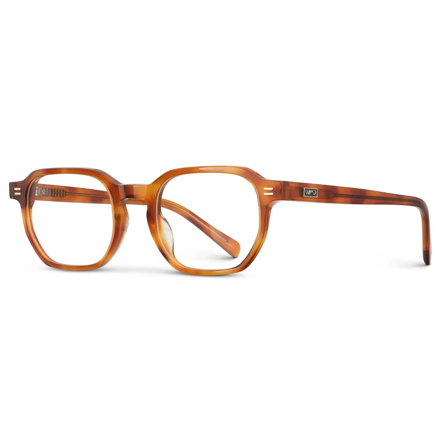 Honey Tortoise || Unisex Geometric Rectangular Prescription Eyeglasses with Honey Tortoise Acetate Frame and Clear Lens