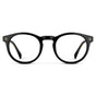 Black || Front view of Men's Round Prescription Eyeglasses with Black Frame and Clear Lens on a white background