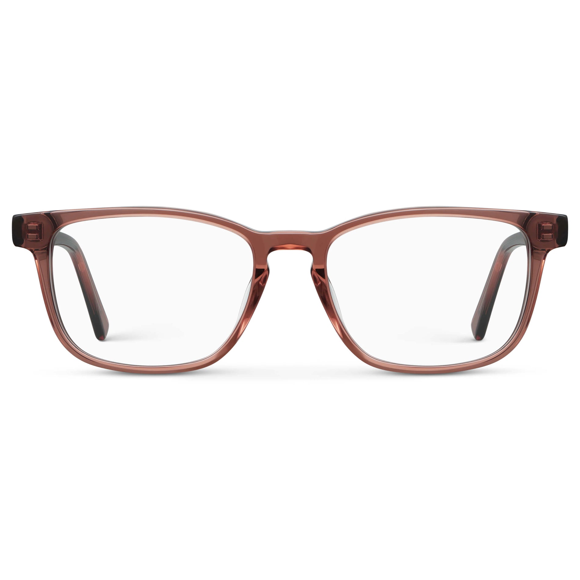 Redbrick Brown || Women's Rectangular Eyeglasses with Redbrick Brown Acetate Frame and Clear Prescription Lens