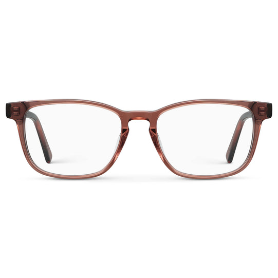 Redbrick Brown || Women's Rectangular Eyeglasses with Redbrick Brown Acetate Frame and Clear Prescription Lens