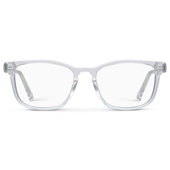 Clear || Women's Rectangular Blue Light Blocking Glasses with Clear Acetate Frame and Clear Lens