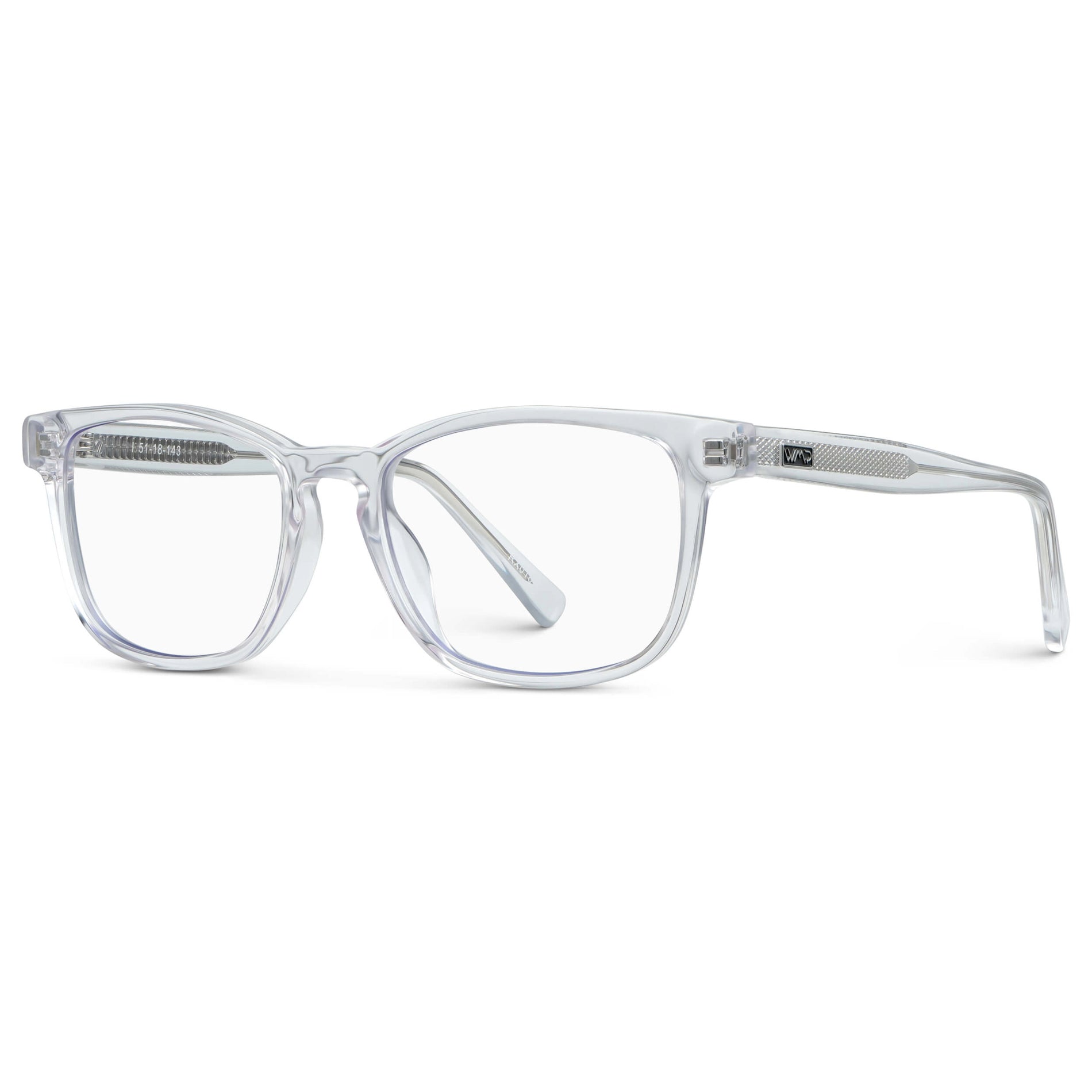 Clear || Women's Rectangular Eyeglasses with Clear Acetate Frame and Clear Prescription Lens
