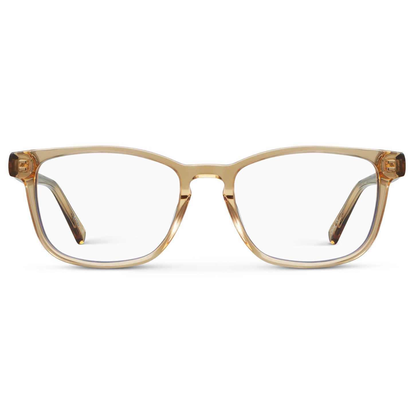 Aged Champagne || Women's Rectangular Blue Light Blocking Glasses with Aged Champagne Yellow Acetate Frame and Clear Lens