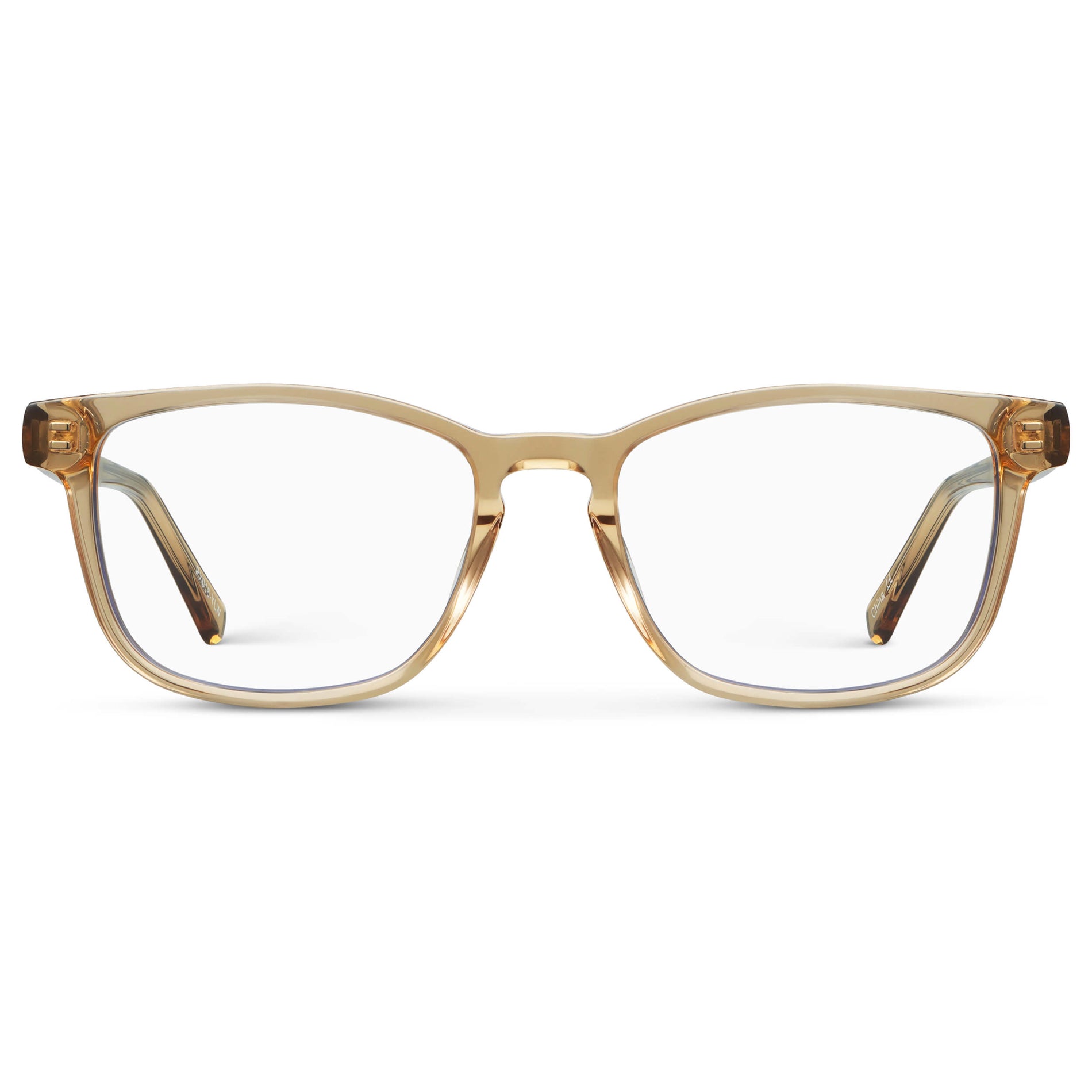 Aged Champagne || Women's Rectangular Blue Light Blocking Glasses with Aged Champagne Yellow Acetate Frame and Clear Lens