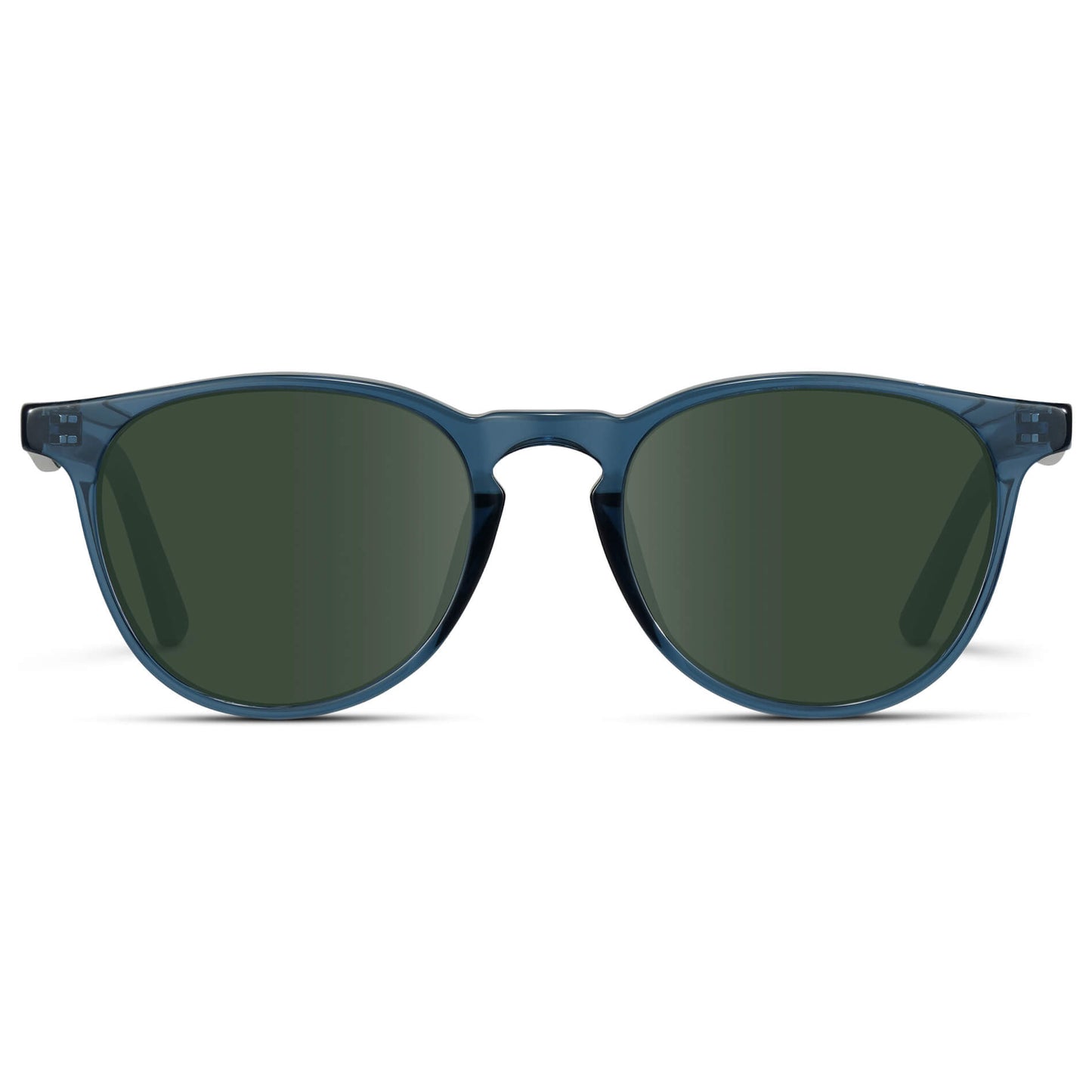 Crystal Cobalt / G15 Lens || Round Sunglasses with Blue Frame and Green Lenses