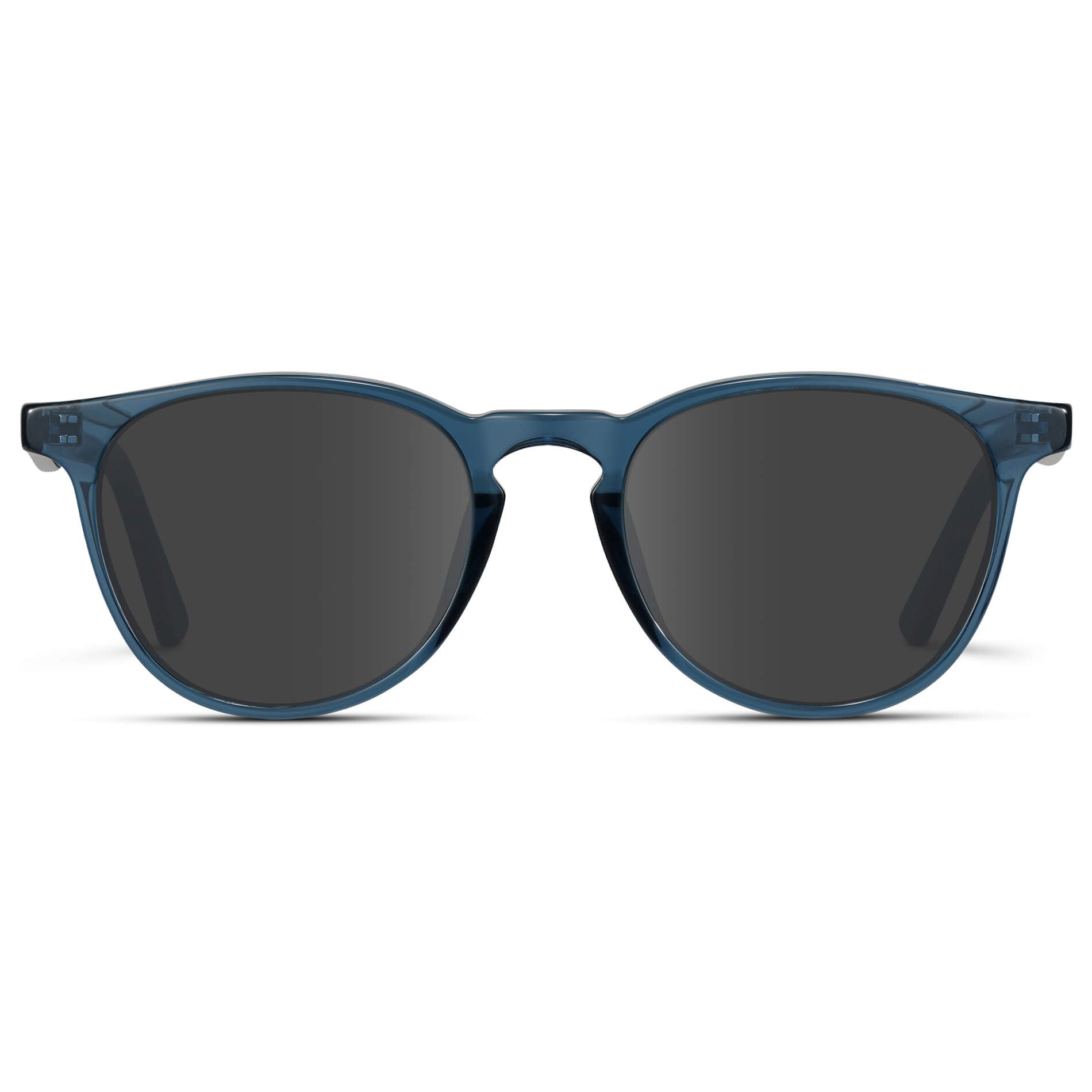 Crystal Cobalt / Grey Lens || Round Sunglasses with Blue Frame and Grey Lenses