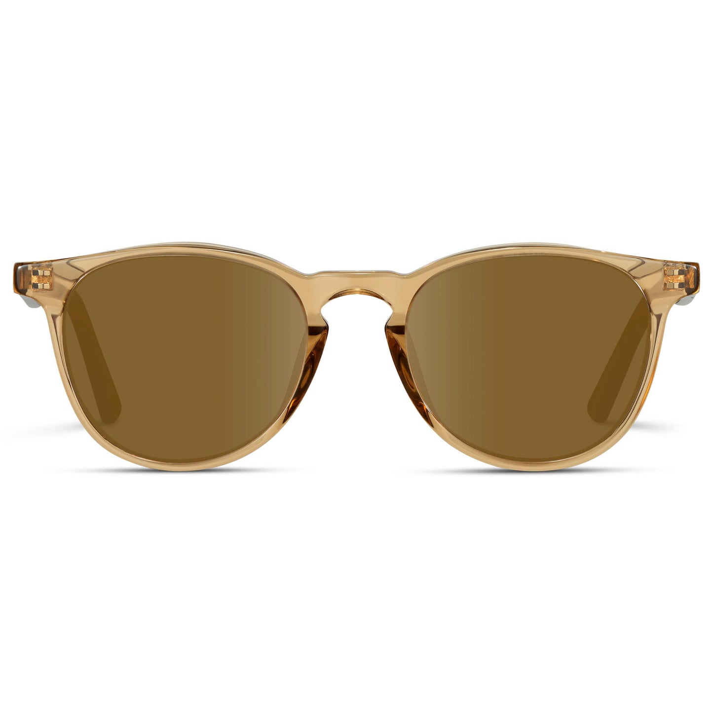 Crystal Brown Marble / Amber Lens || Round Sunglasses with Yellow Frame and Brown Lenses