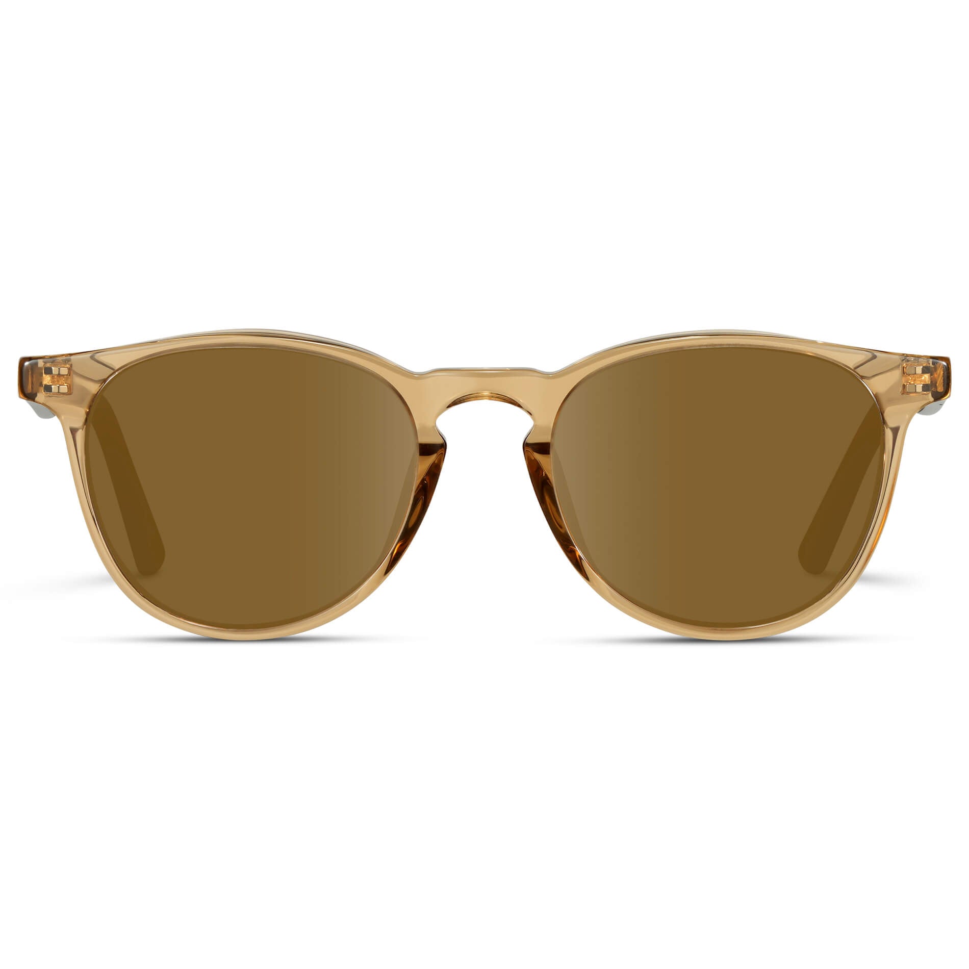Crystal Brown Marble / Amber Lens || Round Sunglasses with Yellow Frame and Brown Lenses