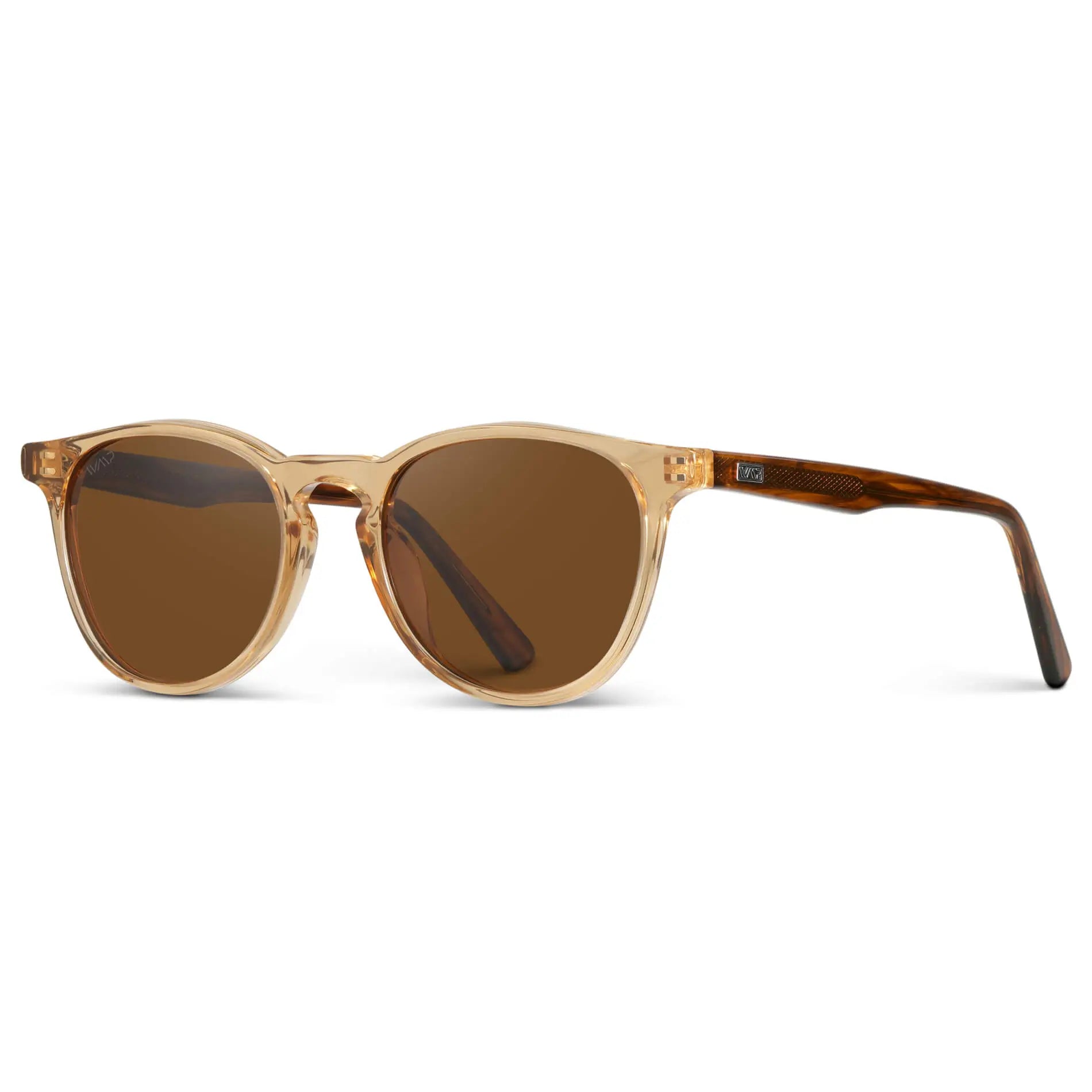 Crystal Brown Marble / Brown Lens || Men's Round Polarized Sunglasses with Brown Frame and Brown Lenses