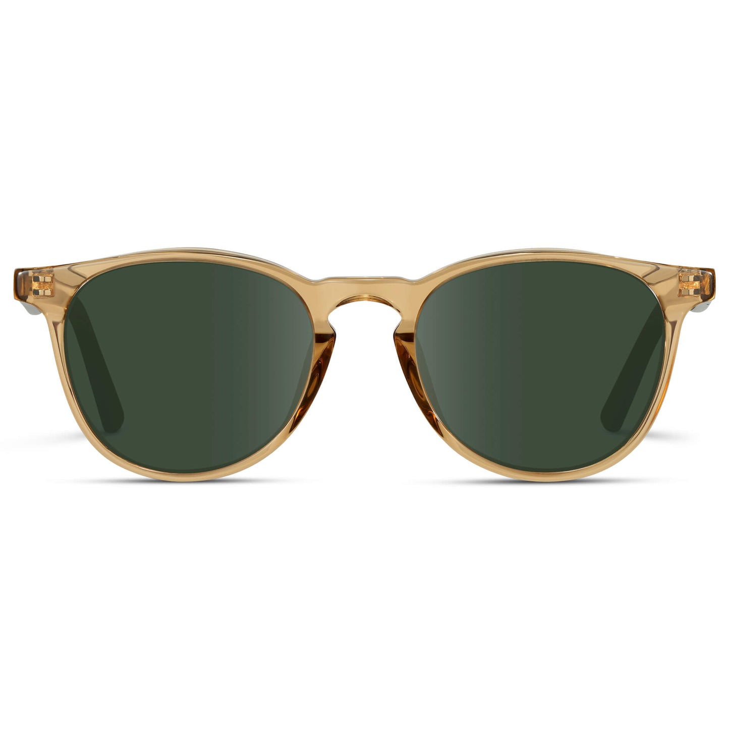 Crystal Brown Marble / G15 Lens || Round Sunglasses with Yellow Frame and Green Lenses