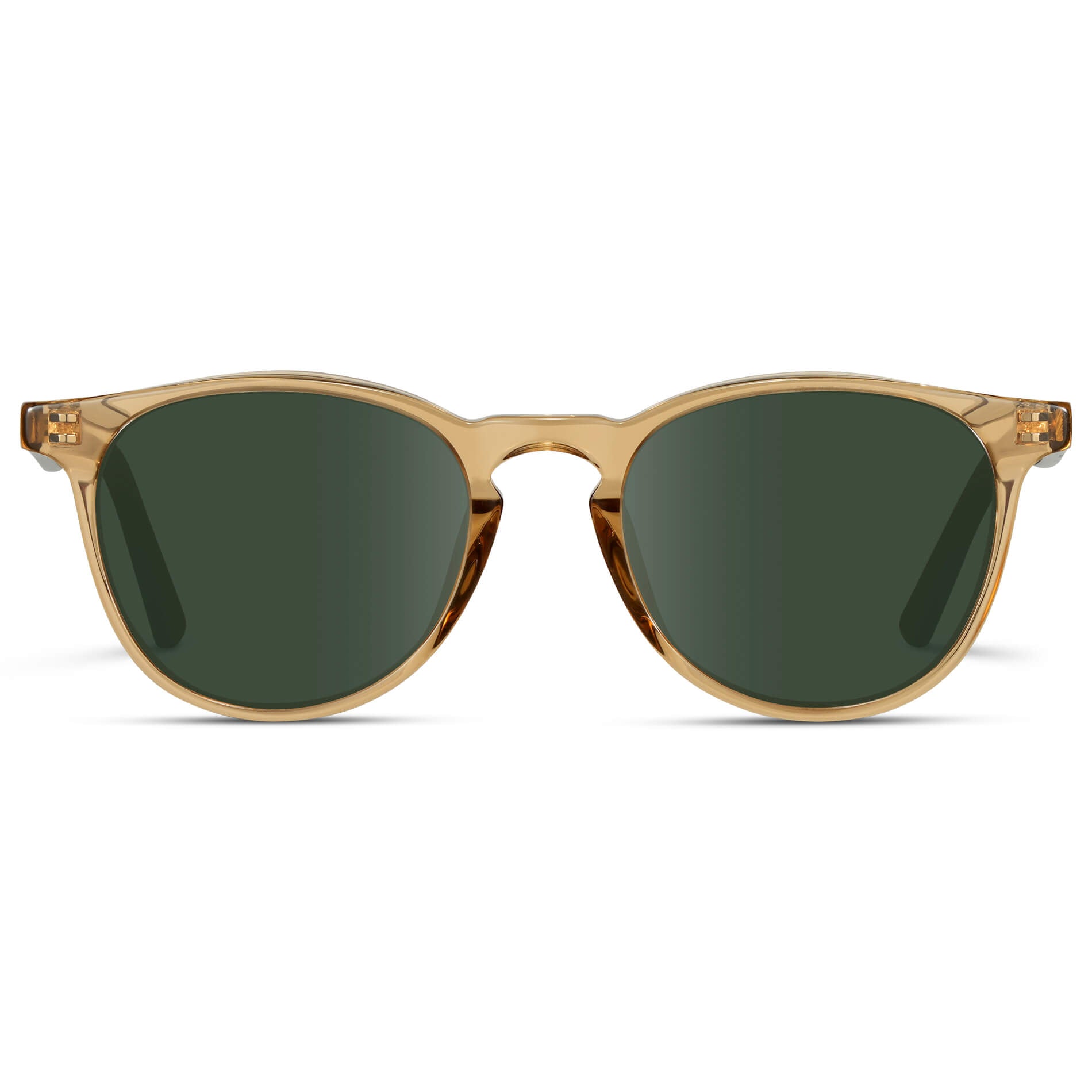 Crystal Brown Marble / G15 Lens || Round Sunglasses with Yellow Frame and Green Lenses