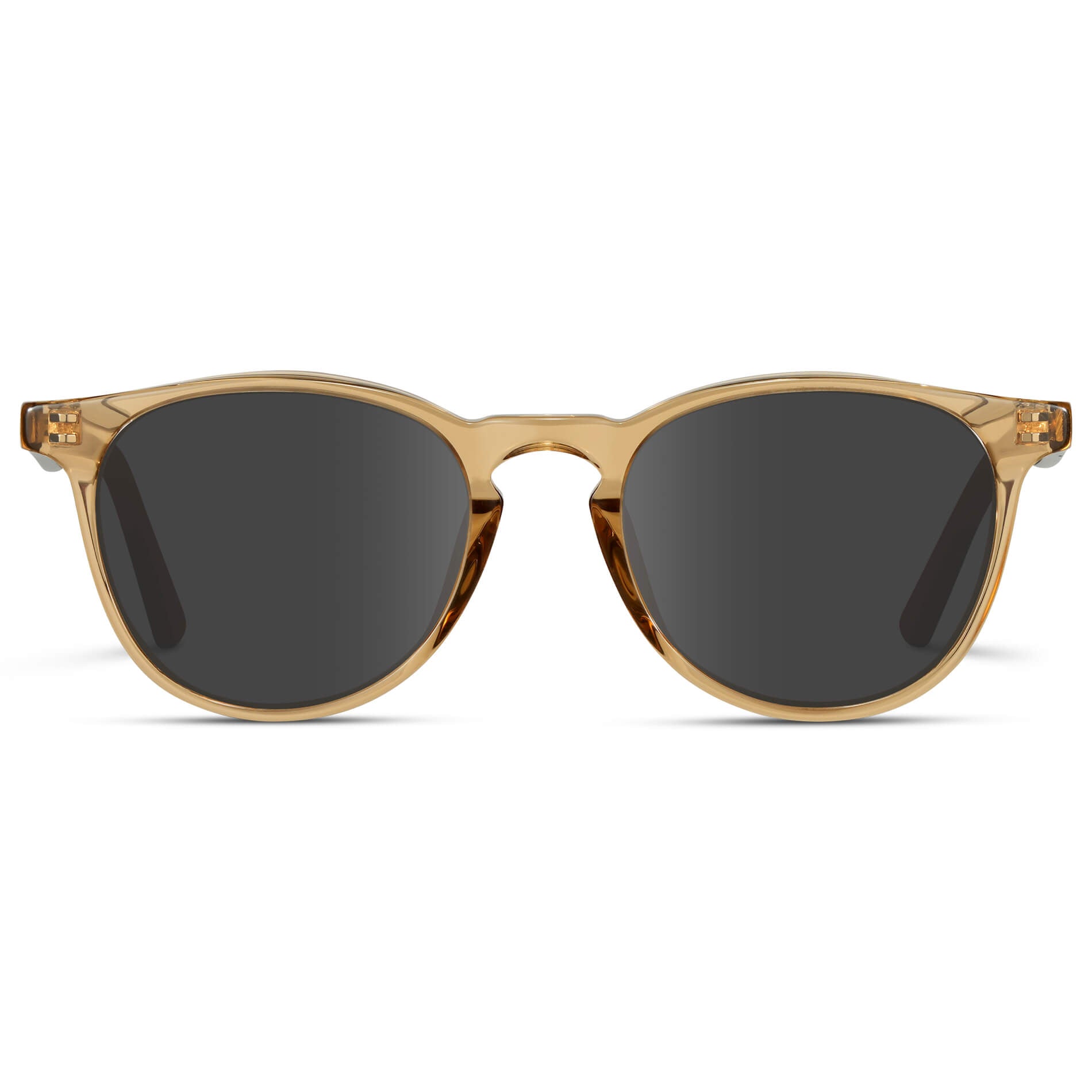 Crystal Brown Marble / Grey Lens || Round Sunglasses with Yellow Frame and Grey Lenses