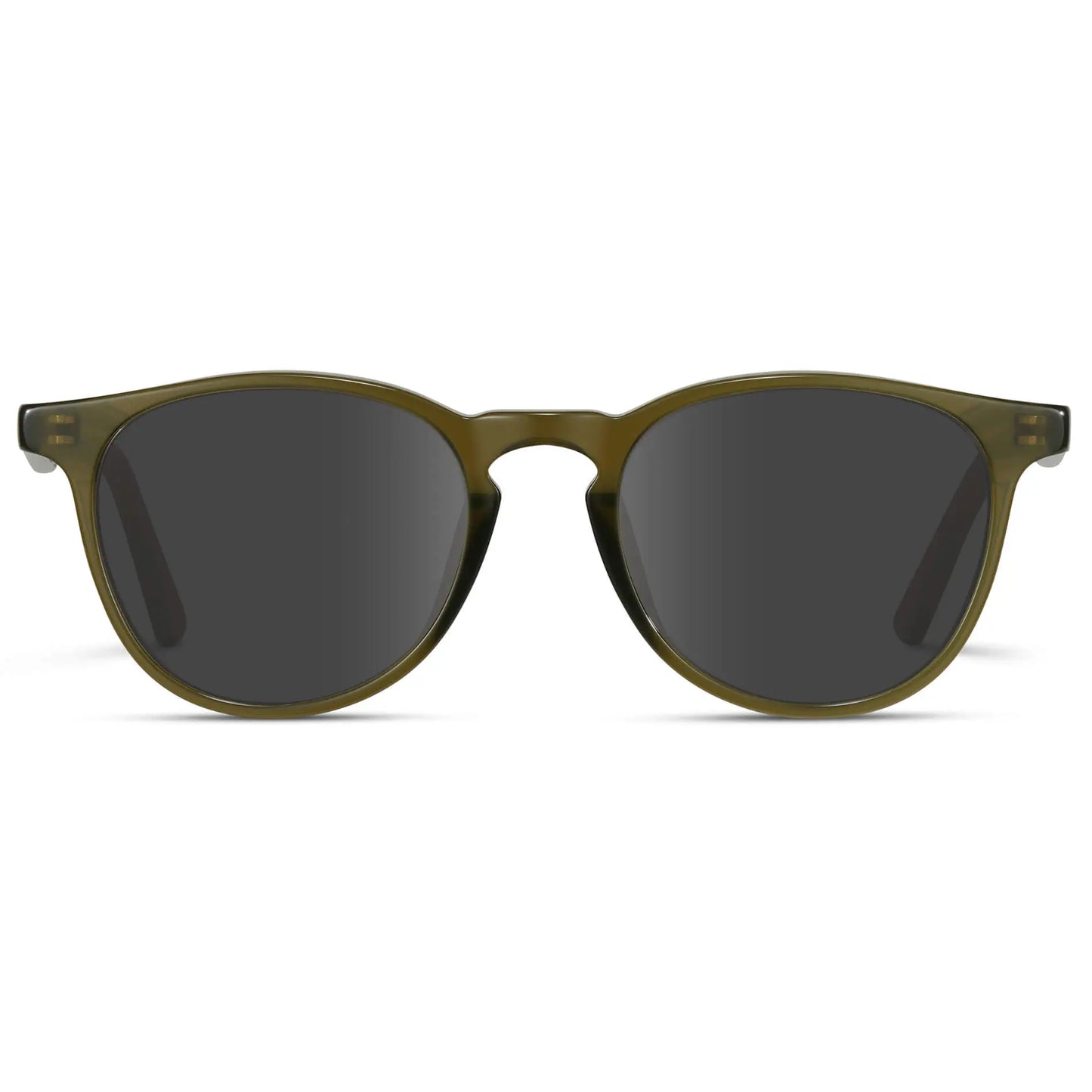 Saguaro Green / Grey || Men's Round Prescription Sunglasses with Saguaro Green Frame and Grey Lenses on a white background