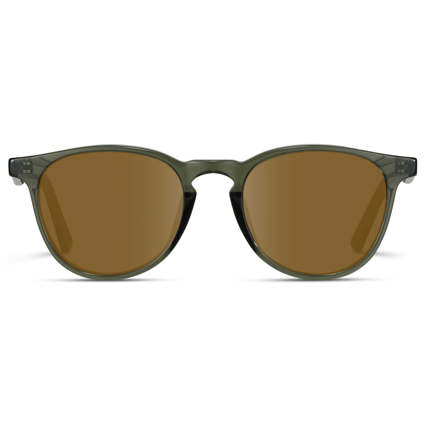 Crystal Sage / Amber Lens || Round Sunglasses with Green Frame and Brown Lenses