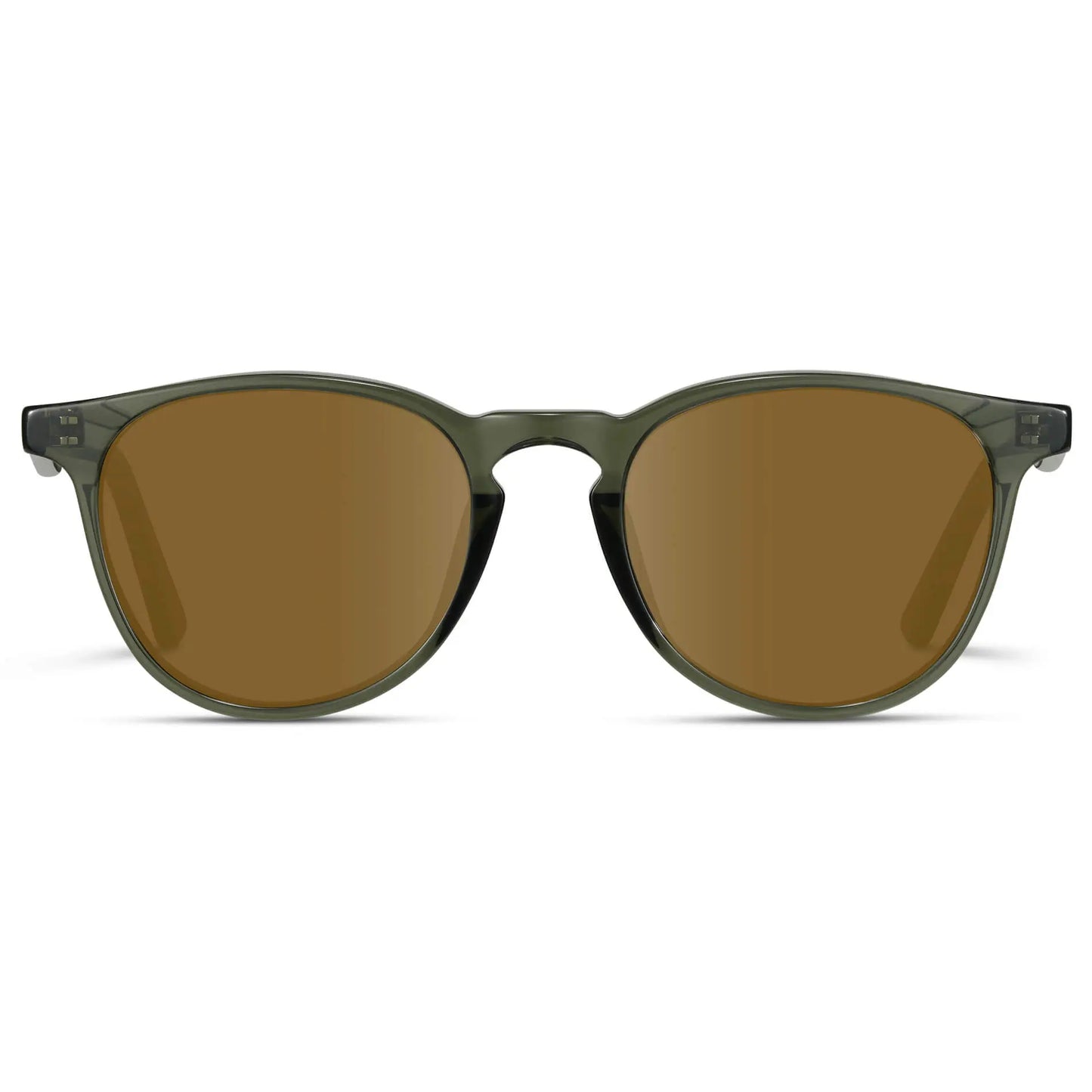 Crystal Sage / Amber || Men's Round Prescription Sunglasses with Crystal Sage Frame and Amber Lenses on a white background